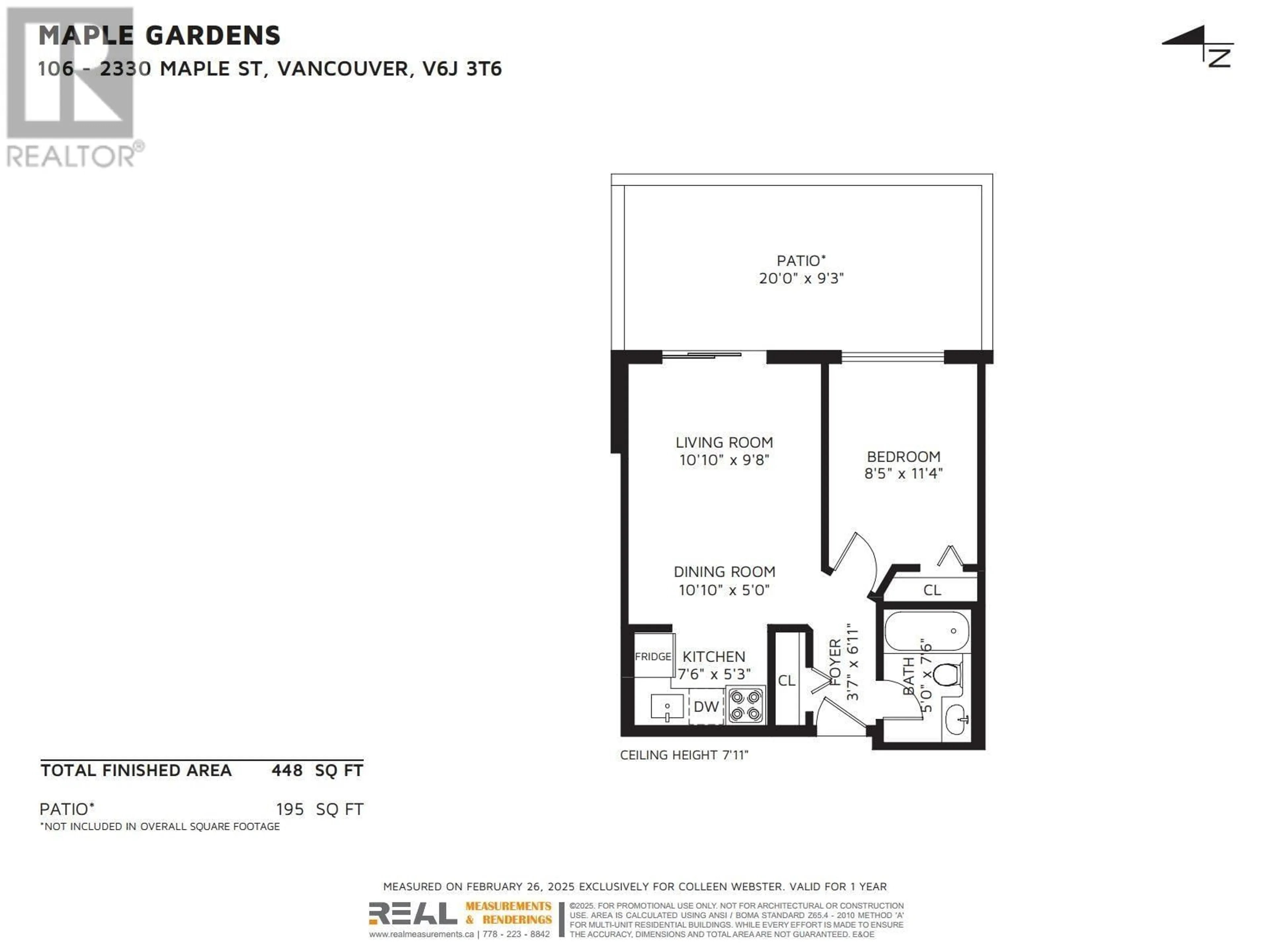 Floor plan for 106 2330 MAPLE STREET, Vancouver British Columbia V6J3T6