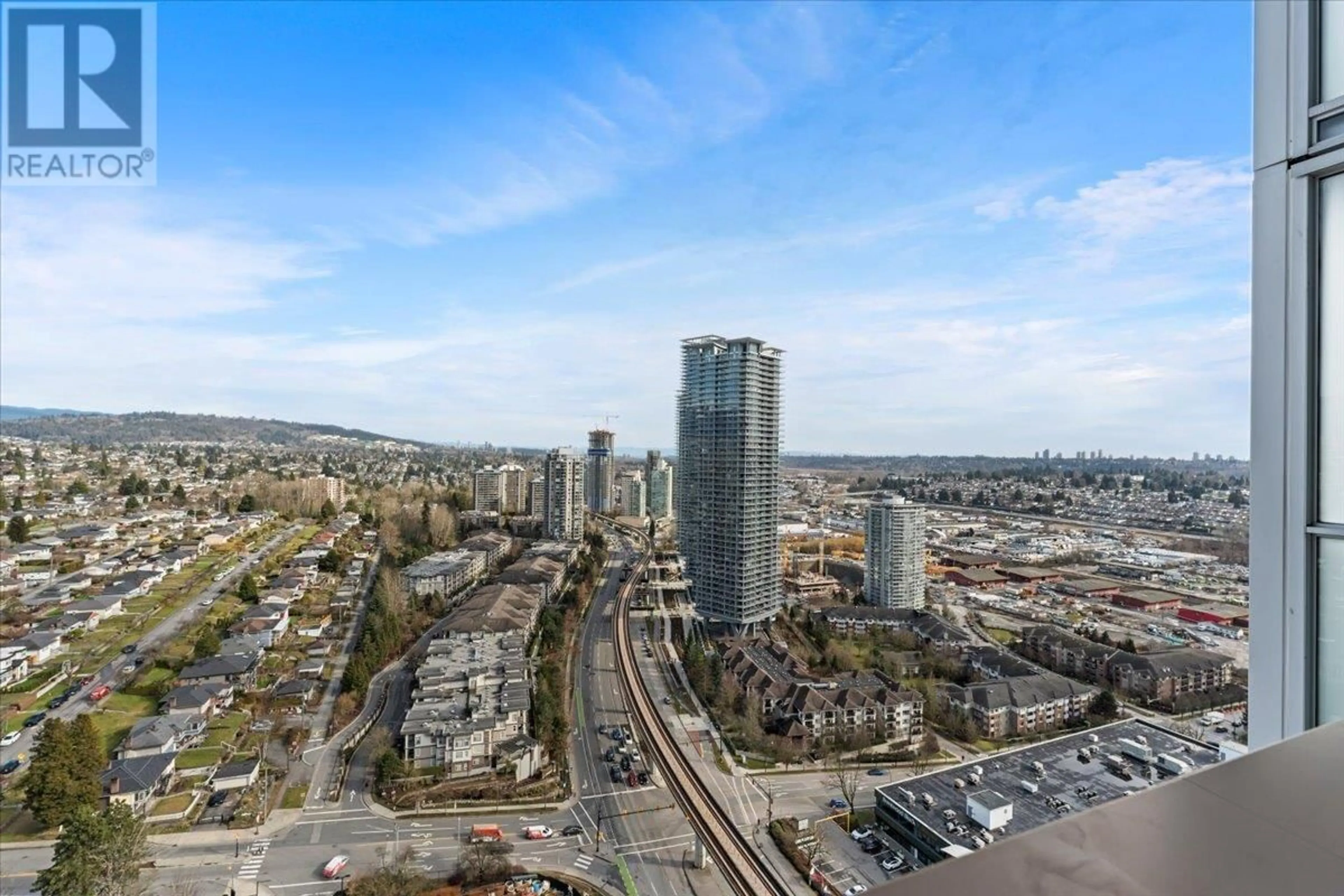 A pic from outside/outdoor area/front of a property/back of a property/a pic from drone, city buildings view from balcony for 2201 - 4650 BRENTWOOD BOULEVARD, Burnaby British Columbia V5C0M3