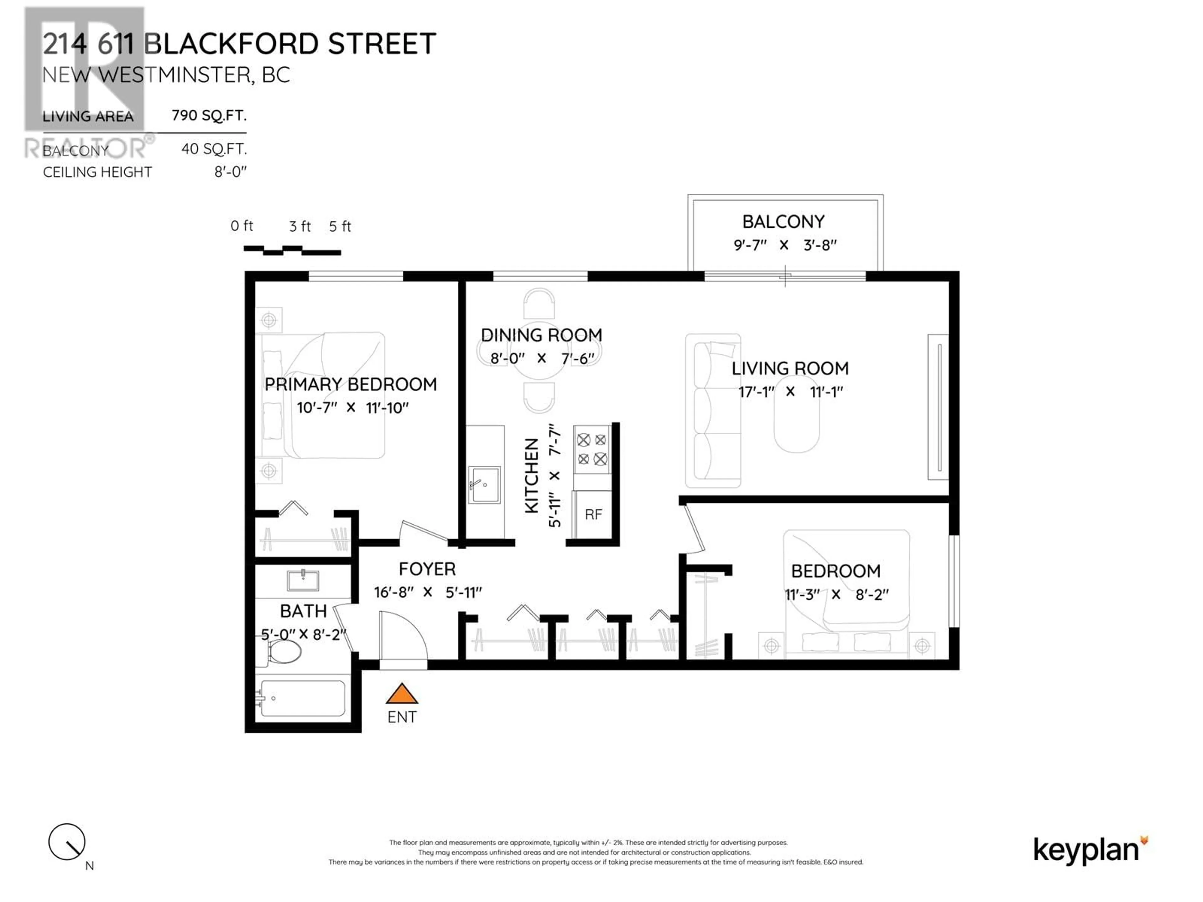 Floor plan for 214 611 BLACKFORD STREET, New Westminster British Columbia V3M1R7