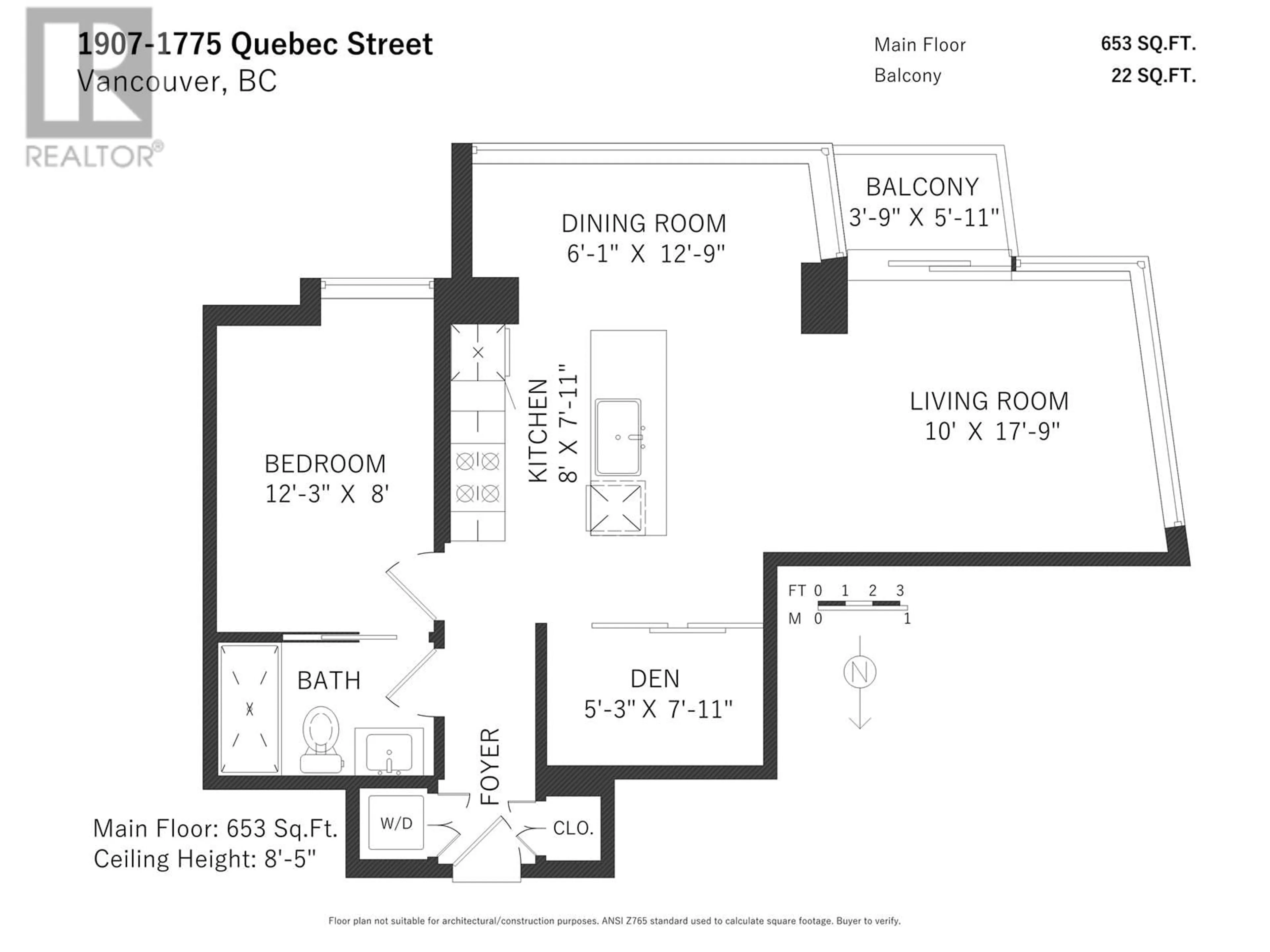 Floor plan for 1907 1775 QUEBEC STREET, Vancouver British Columbia V5T0E3