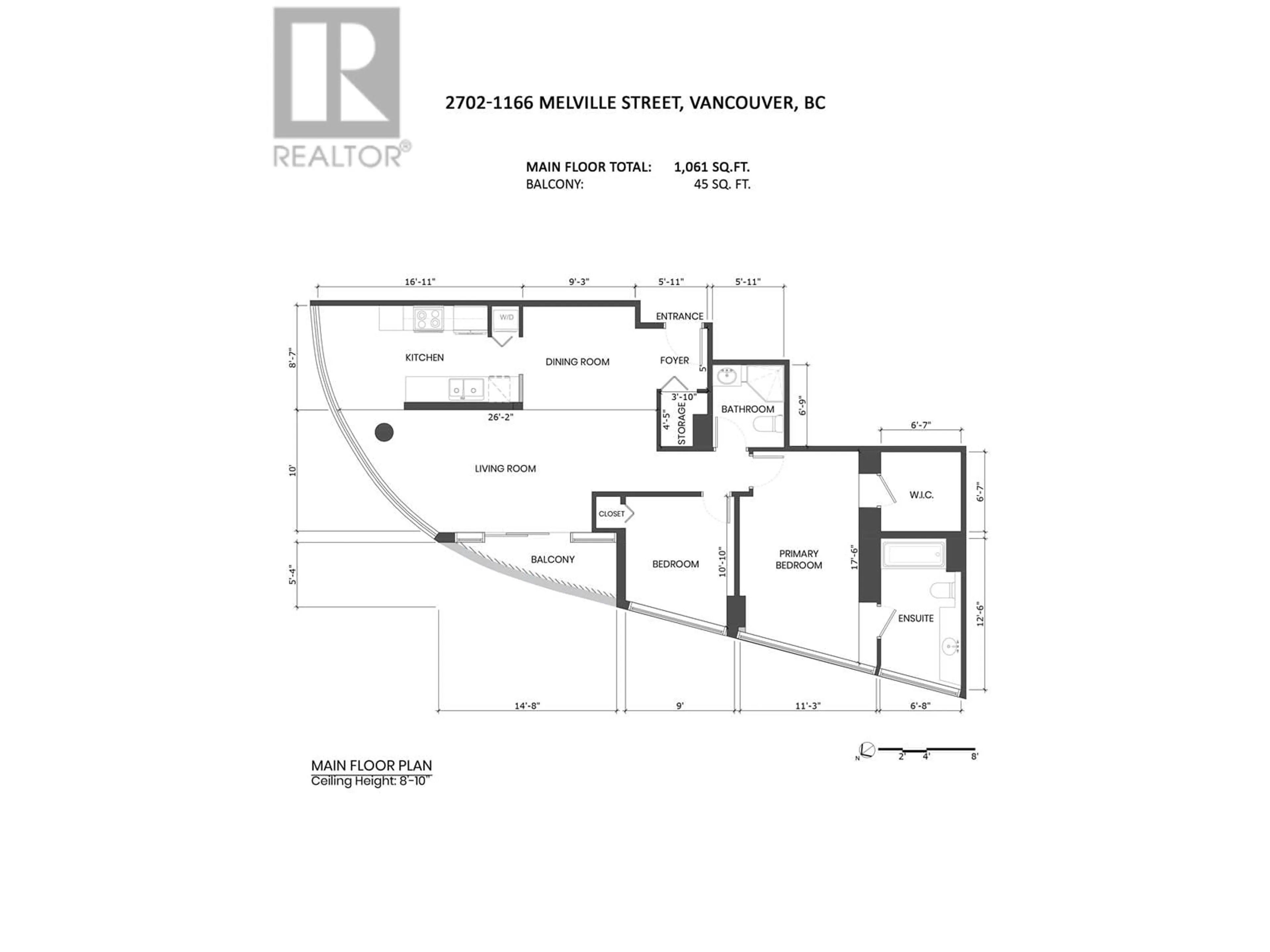 Floor plan for 2702 1166 MELVILLE STREET, Vancouver British Columbia V6E4P5