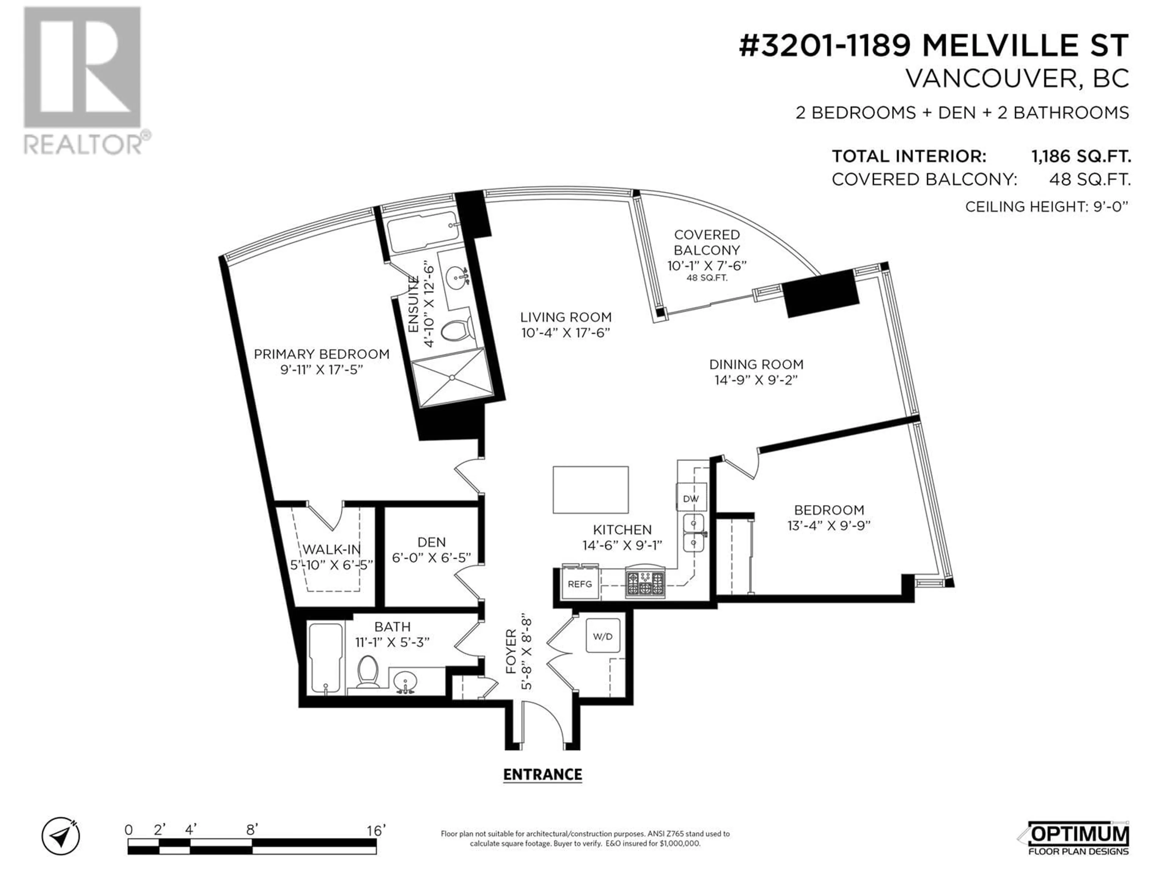 Floor plan for 3201 1189 MELVILLE STREET, Vancouver British Columbia V6E4T8