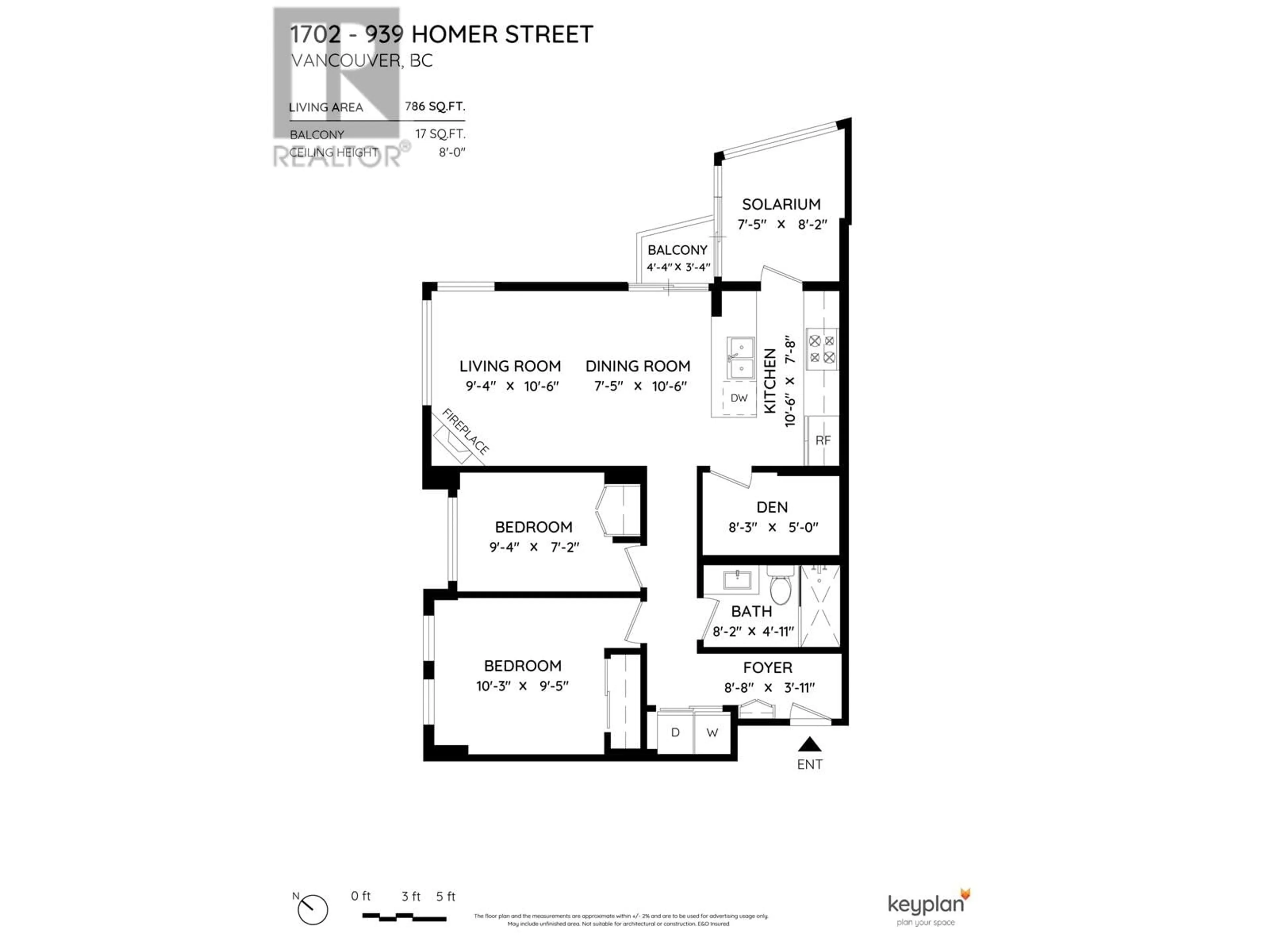 Floor plan for 1702 939 HOMER STREET, Vancouver British Columbia V6B2W6