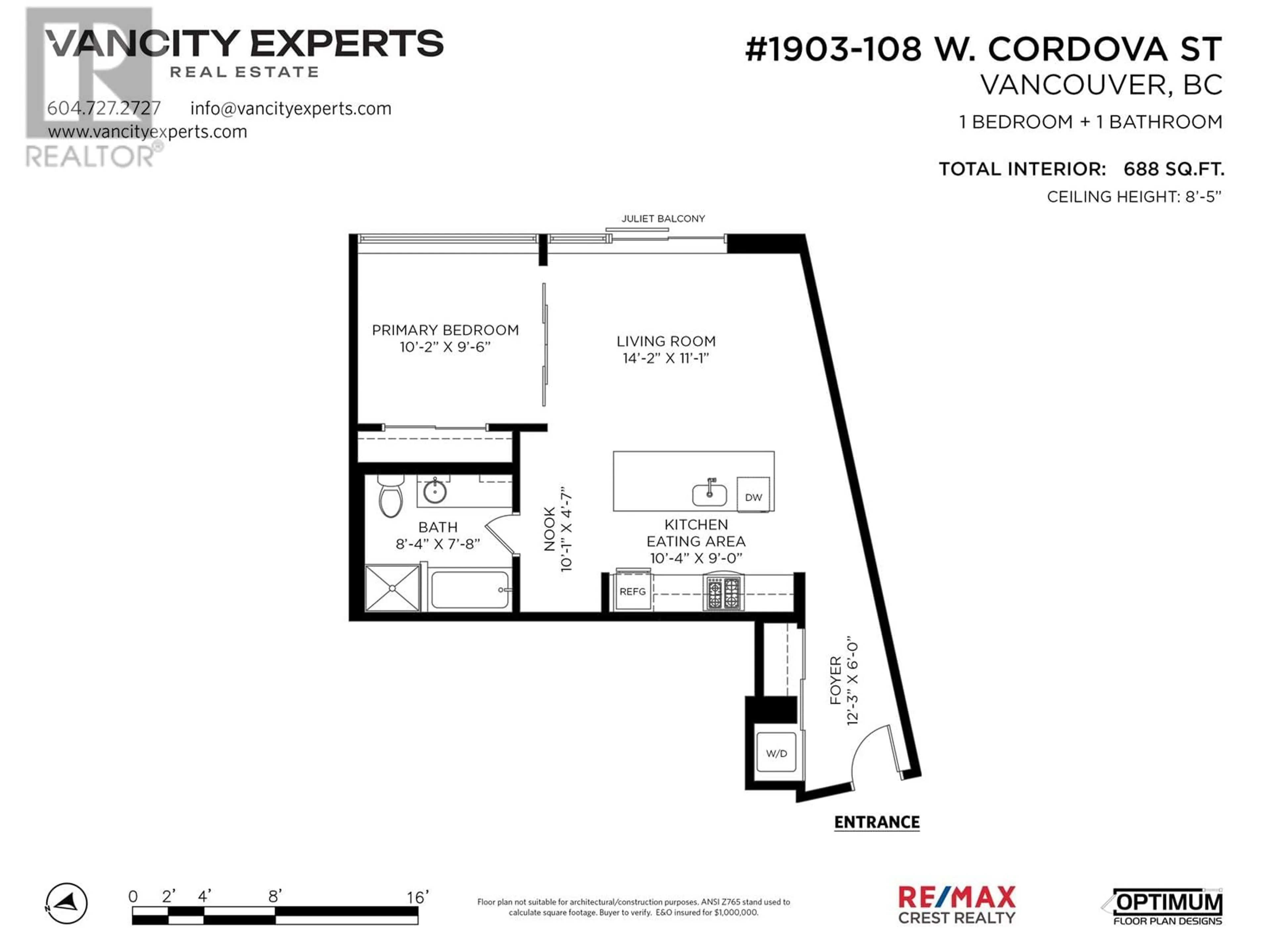 Floor plan for 1903 108 W CORDOVA STREET, Vancouver British Columbia V6B0G5