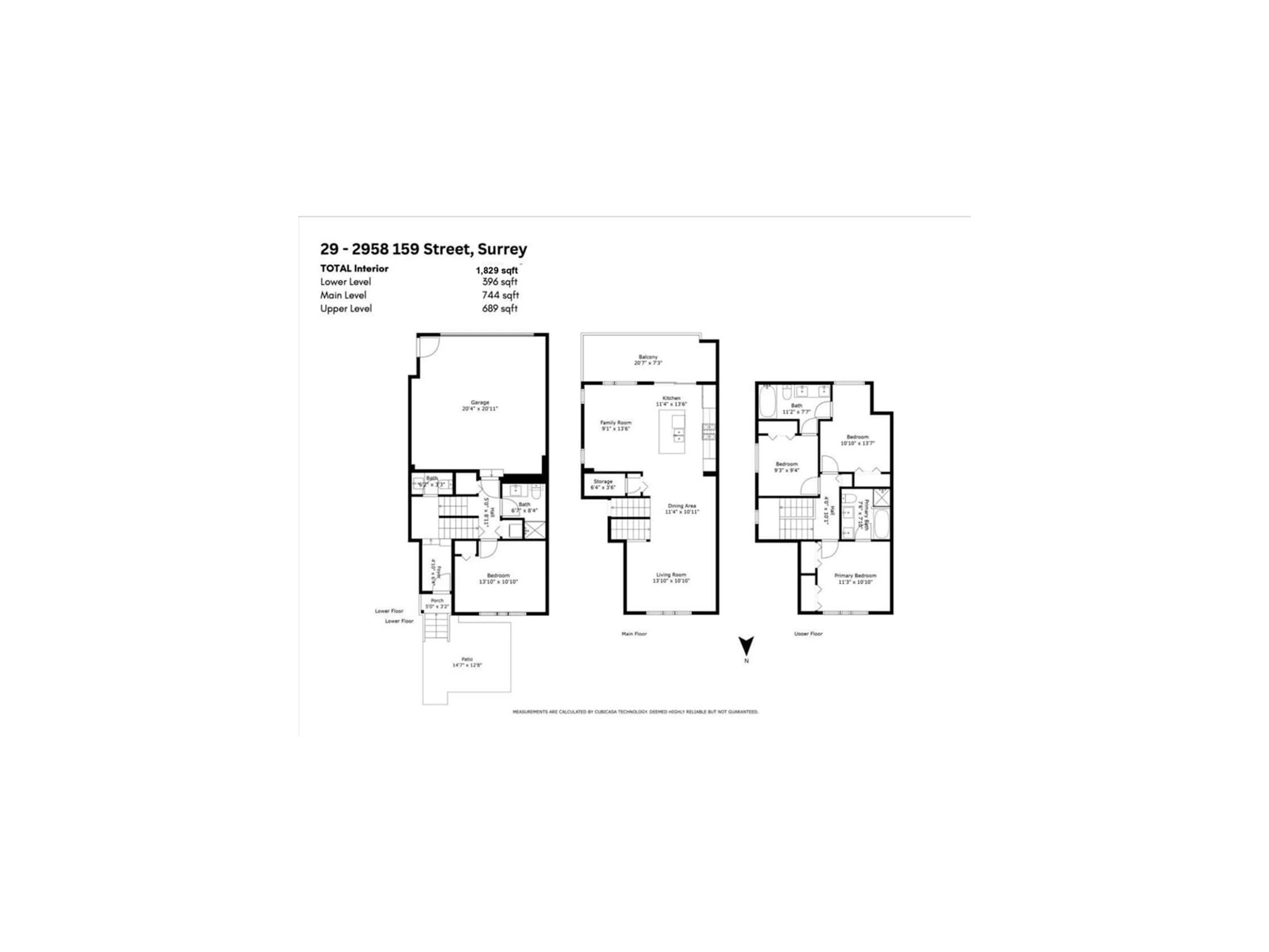 Floor plan for 29 2958 159 STREET, Surrey British Columbia V3Z0R1