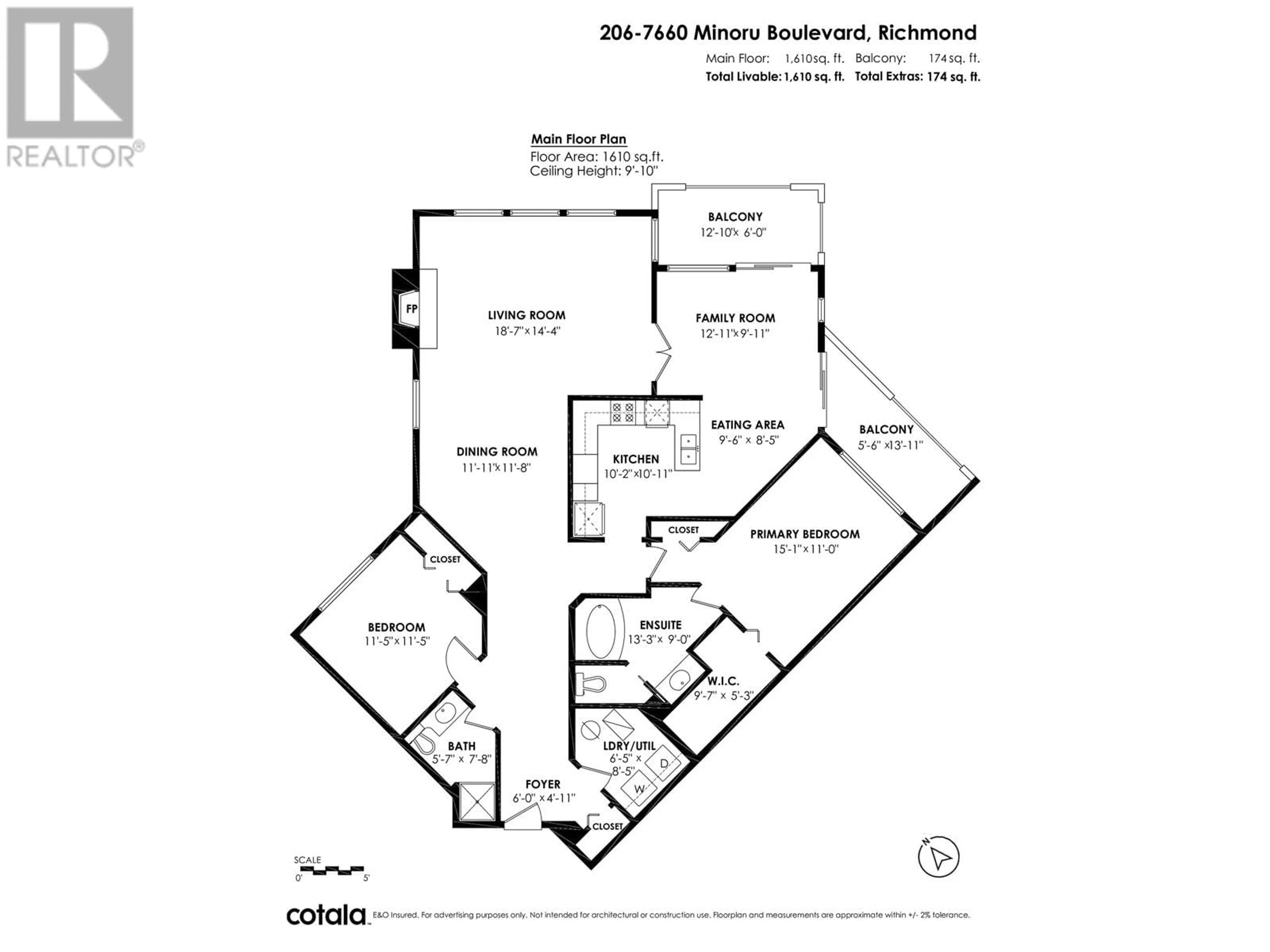 Floor plan for 206 7660 MINORU BOULEVARD, Richmond British Columbia V6Y1Z5