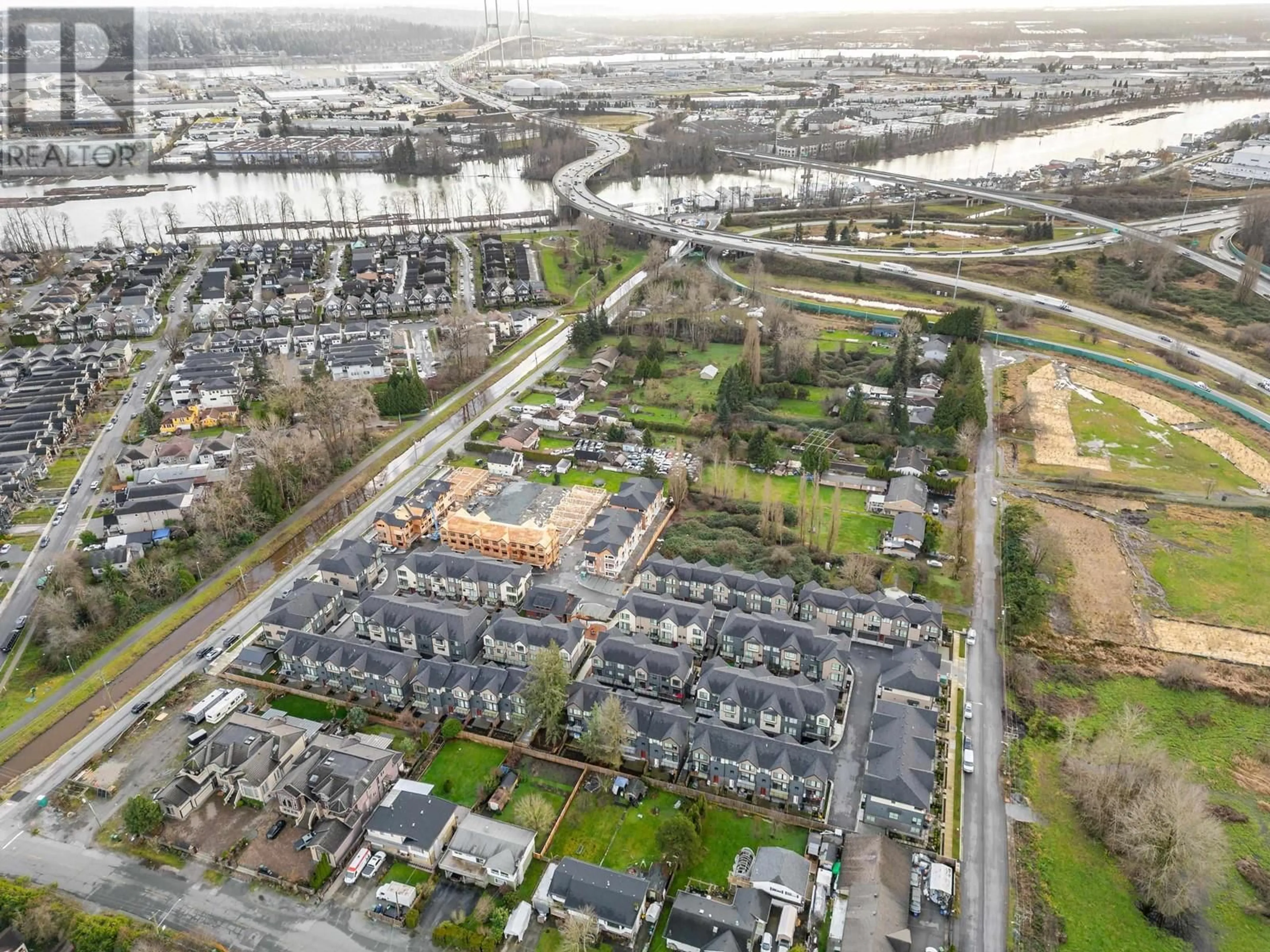 A pic from outside/outdoor area/front of a property/back of a property/a pic from drone, city buildings view from balcony for 43 - 4337 BOUNDARY ROAD, Richmond British Columbia V6V1S8