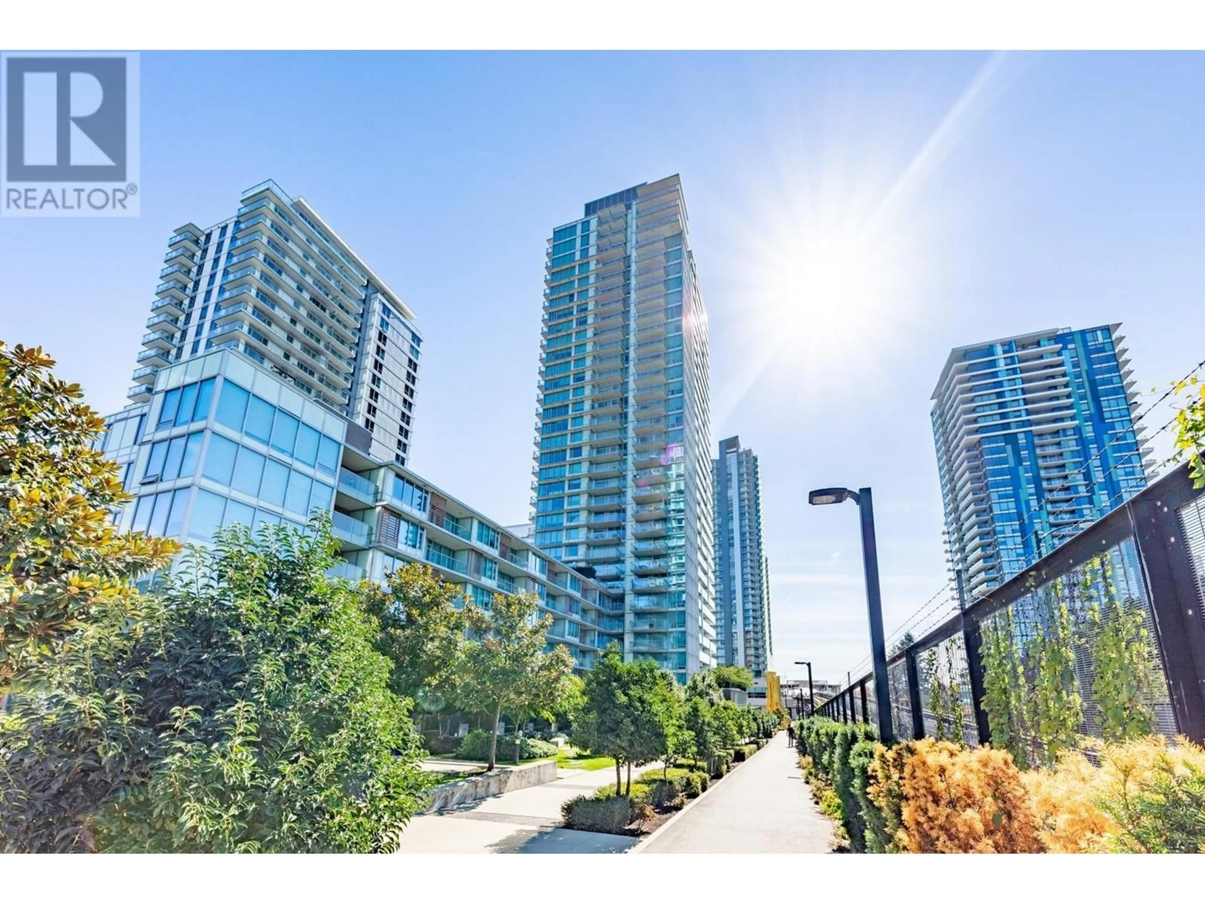 Patio, city buildings view from balcony for 2305 - 8131 NUNAVUT LANE, Vancouver British Columbia V5X0E2