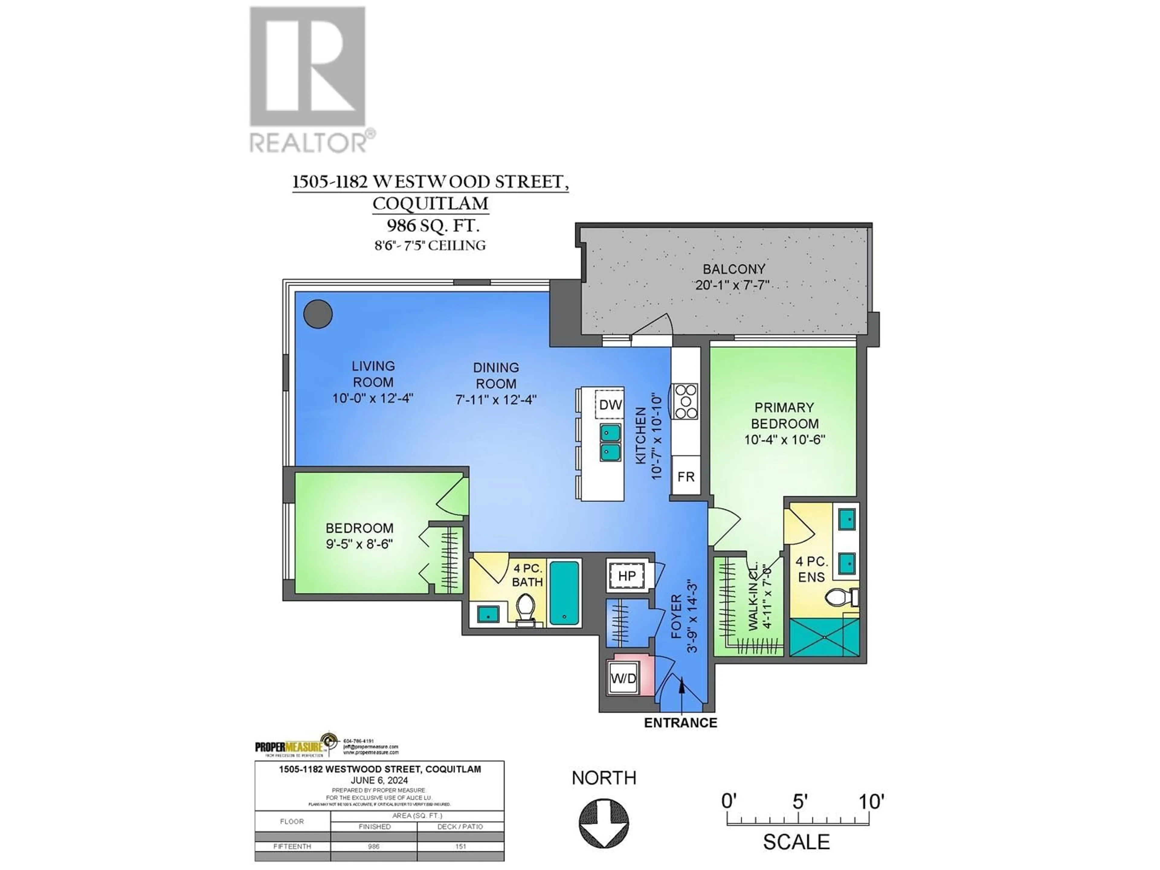 Floor plan for 1505 - 1182 WESTWOOD STREET, Coquitlam British Columbia V3B0T9
