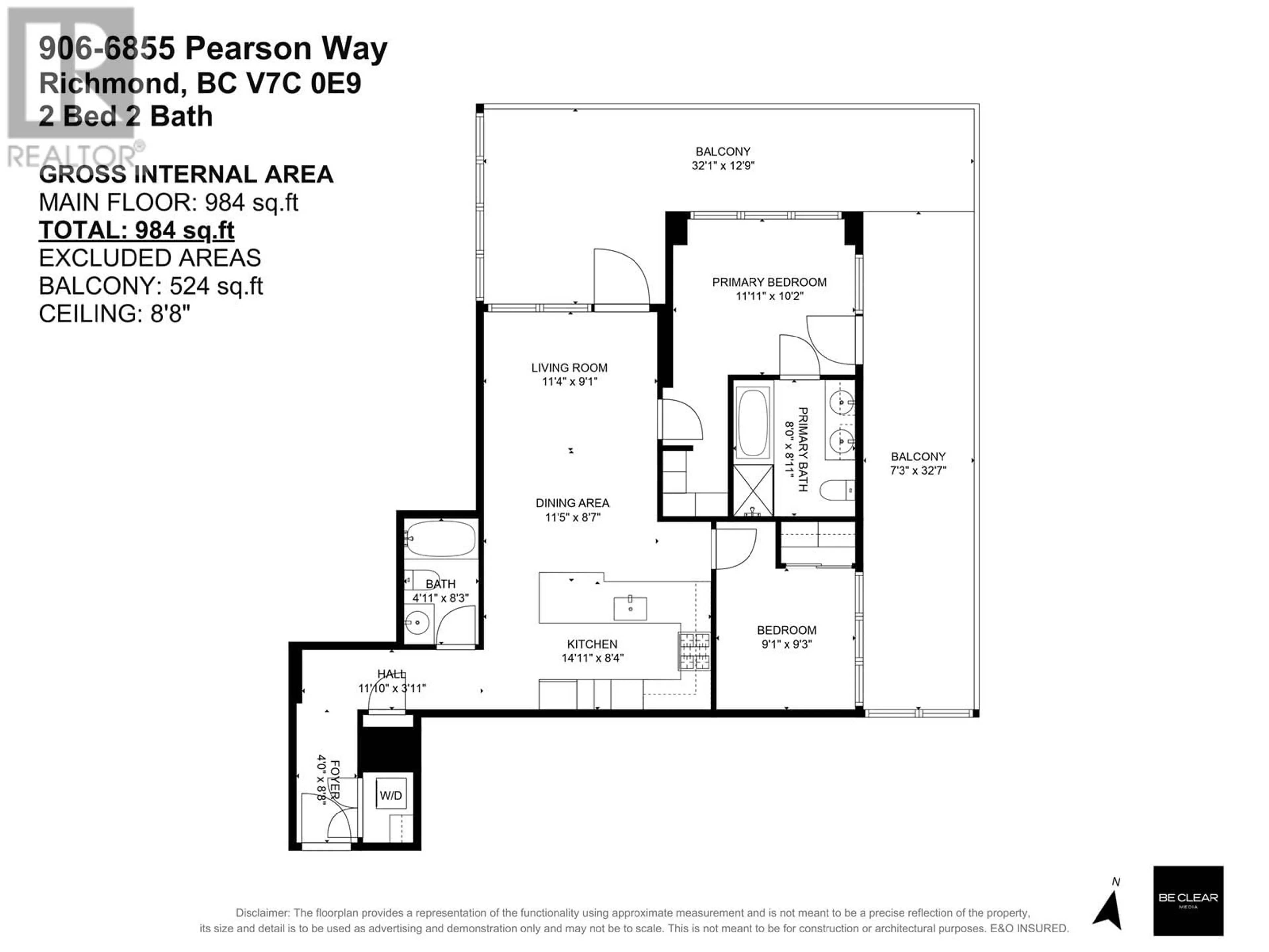 Floor plan for 906 6855 PEARSON WAY, Richmond British Columbia V7C0E9