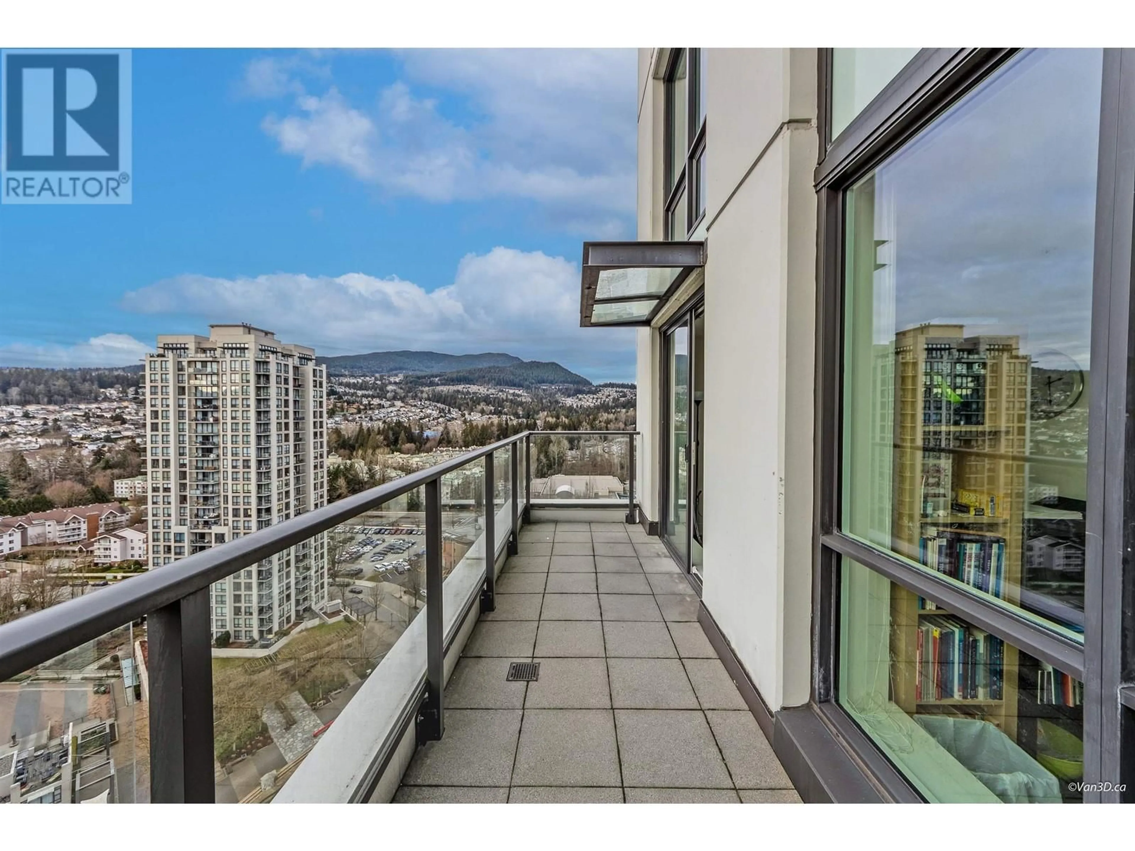 Balcony in the apartment, city buildings view from balcony for 2208 - 3007 GLEN DRIVE, Coquitlam British Columbia V3B0L8