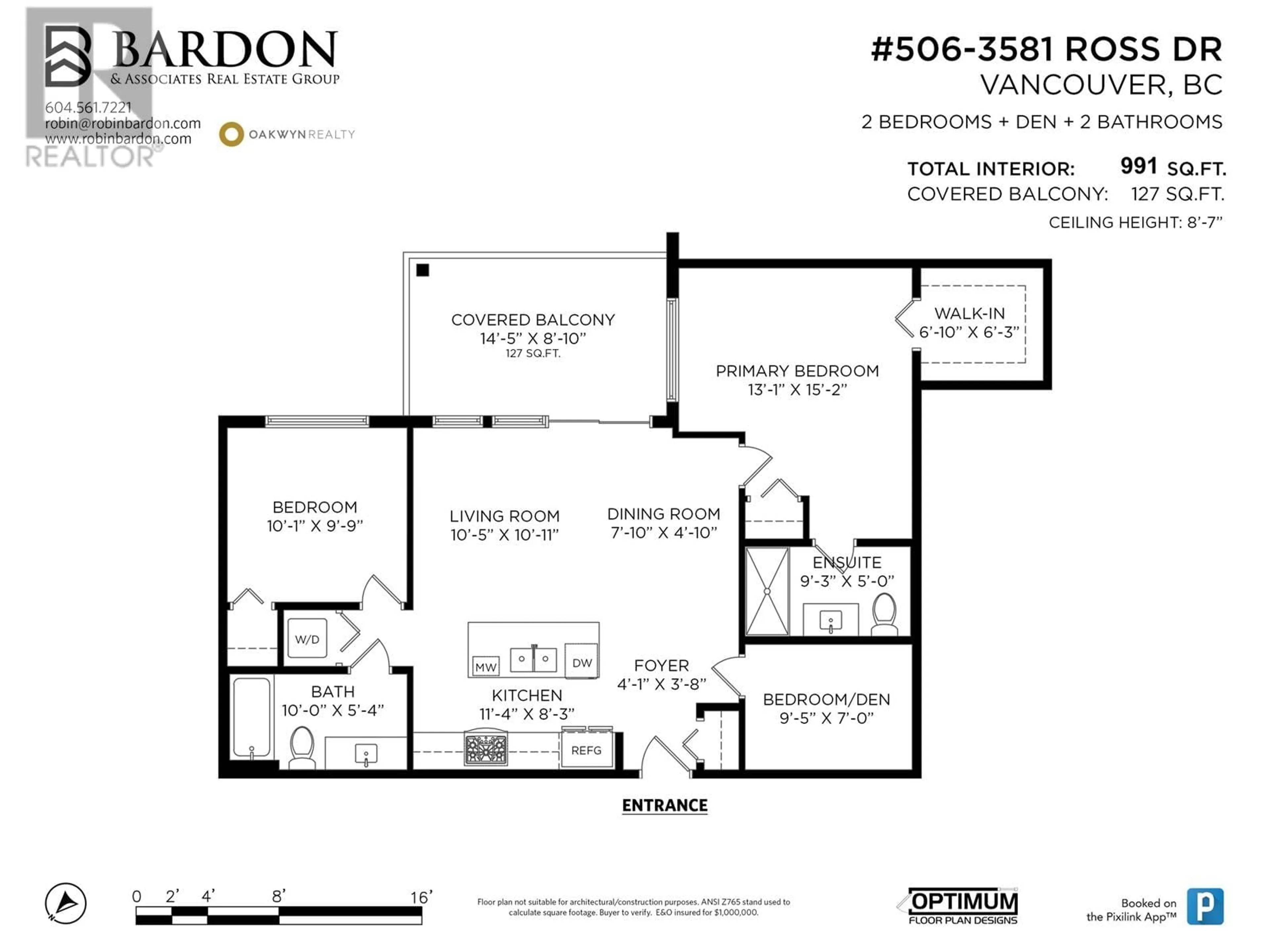 Floor plan for 506 3581 ROSS DRIVE, Vancouver British Columbia V6S0K5