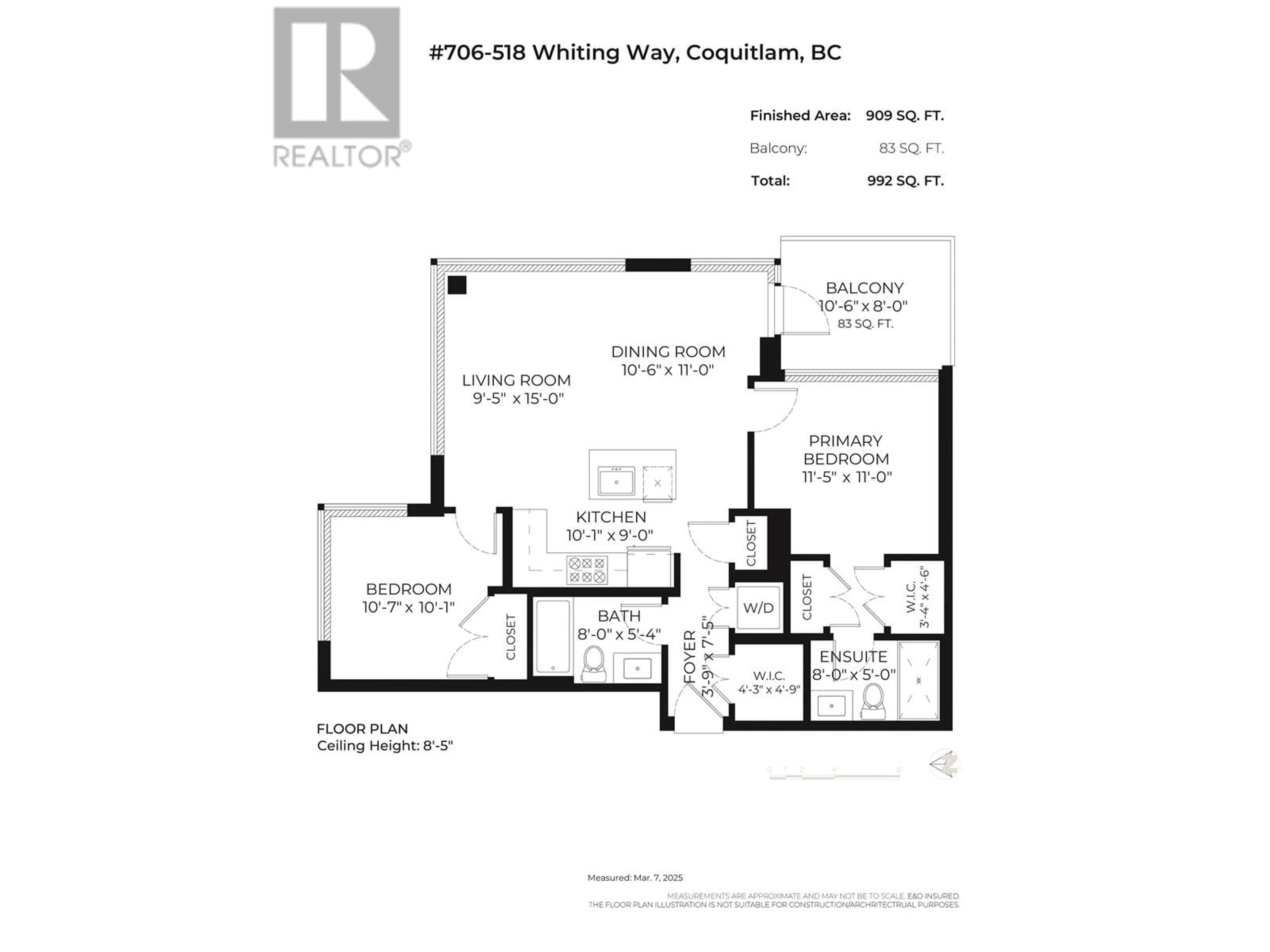 Floor plan for 706 518 WHITING WAY, Coquitlam British Columbia V3J0H7