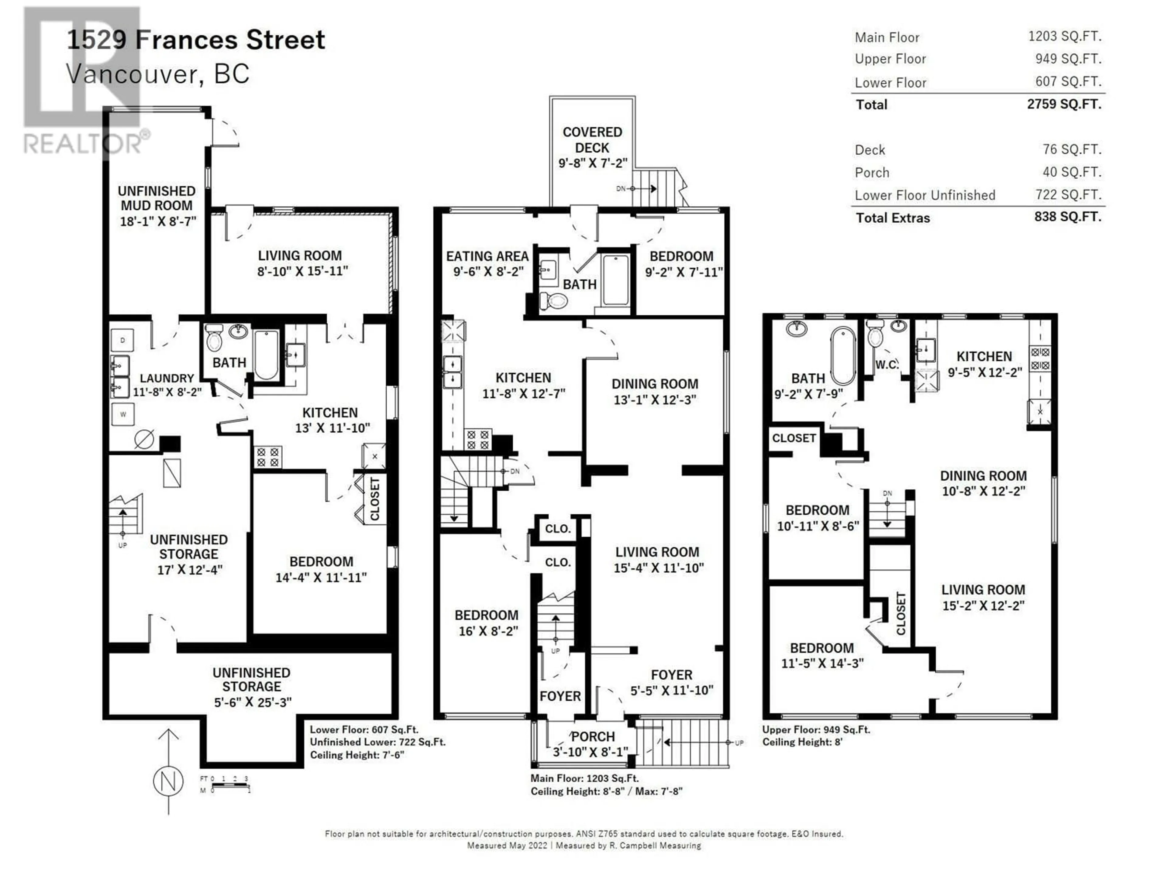 Floor plan for 1529 FRANCES STREET, Vancouver British Columbia V5L1Z2