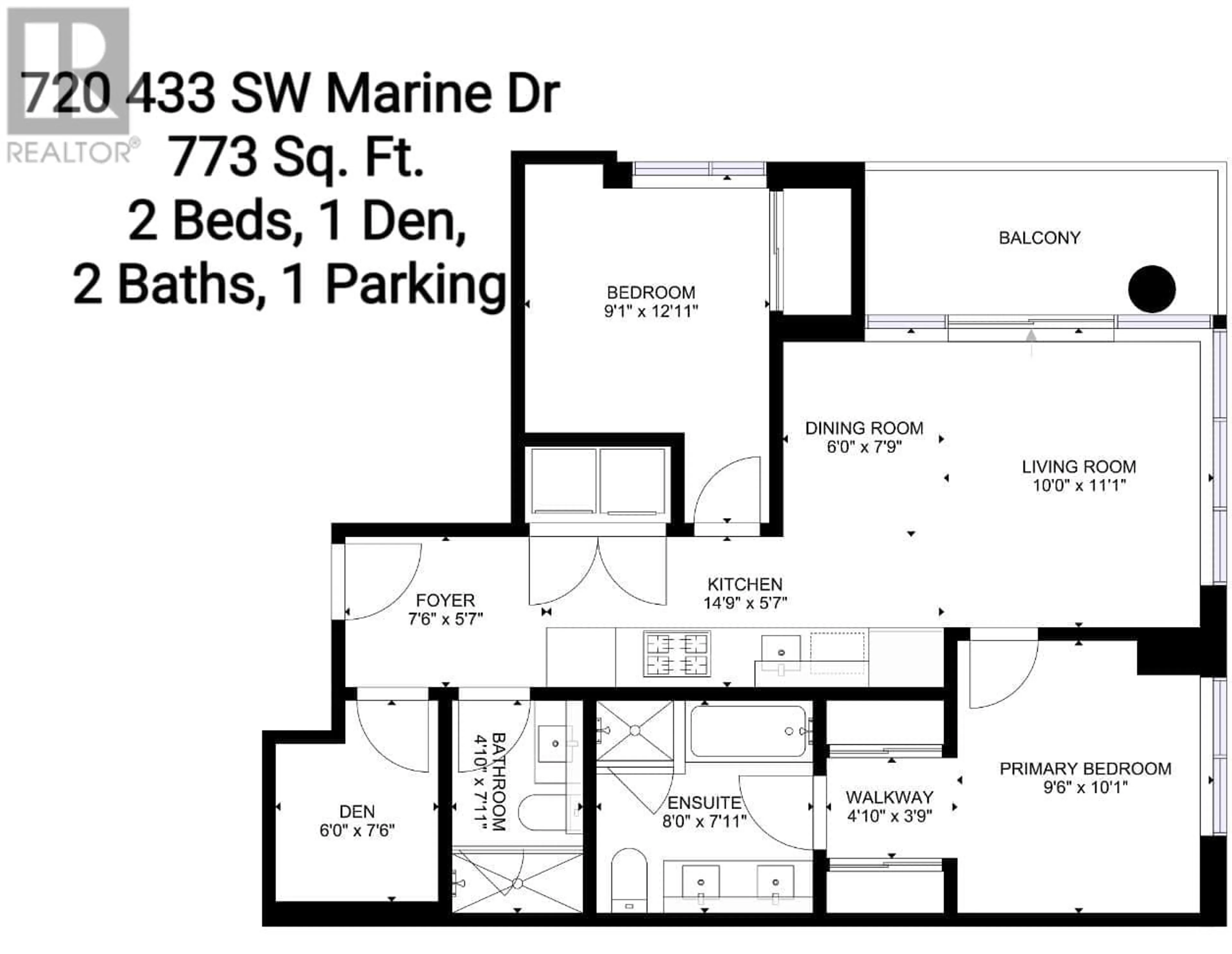 Floor plan for 720 - 433 MARINE DRIVE, Vancouver British Columbia V5X0H5