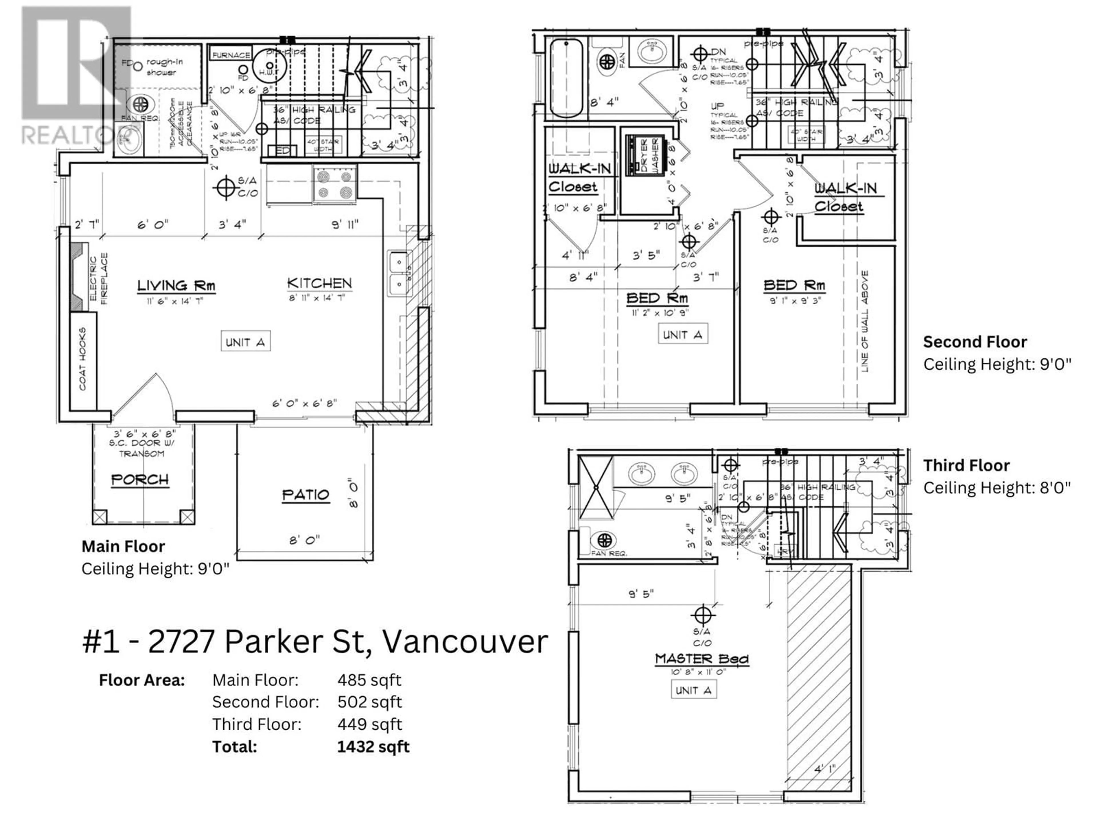 Floor plan for 1 2727 PARKER STREET, Vancouver British Columbia V5K2T6