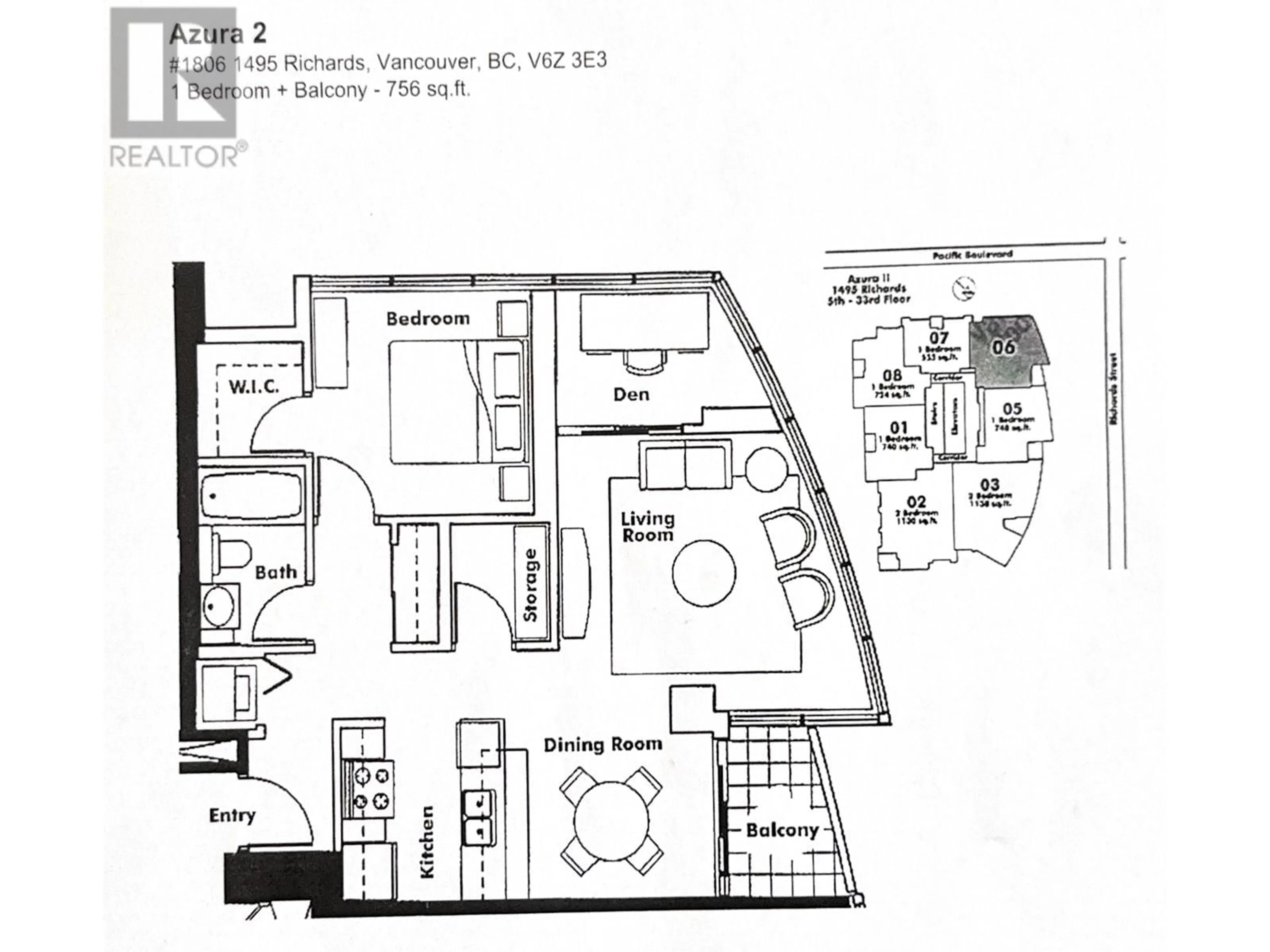 Floor plan for 1806 1495 RICHARDS STREET, Vancouver British Columbia V6Z3E3