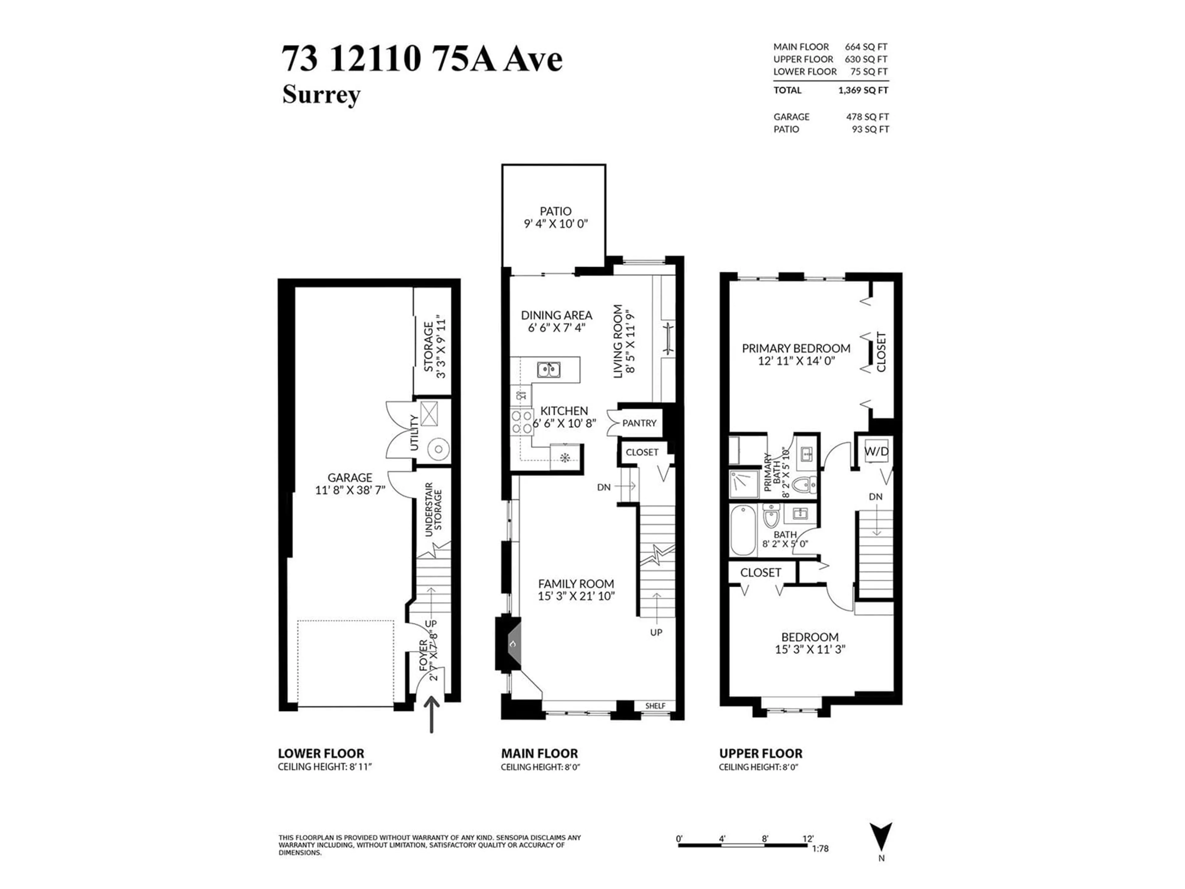 Floor plan for 73 - 12110 75A, Surrey British Columbia V3W1M1