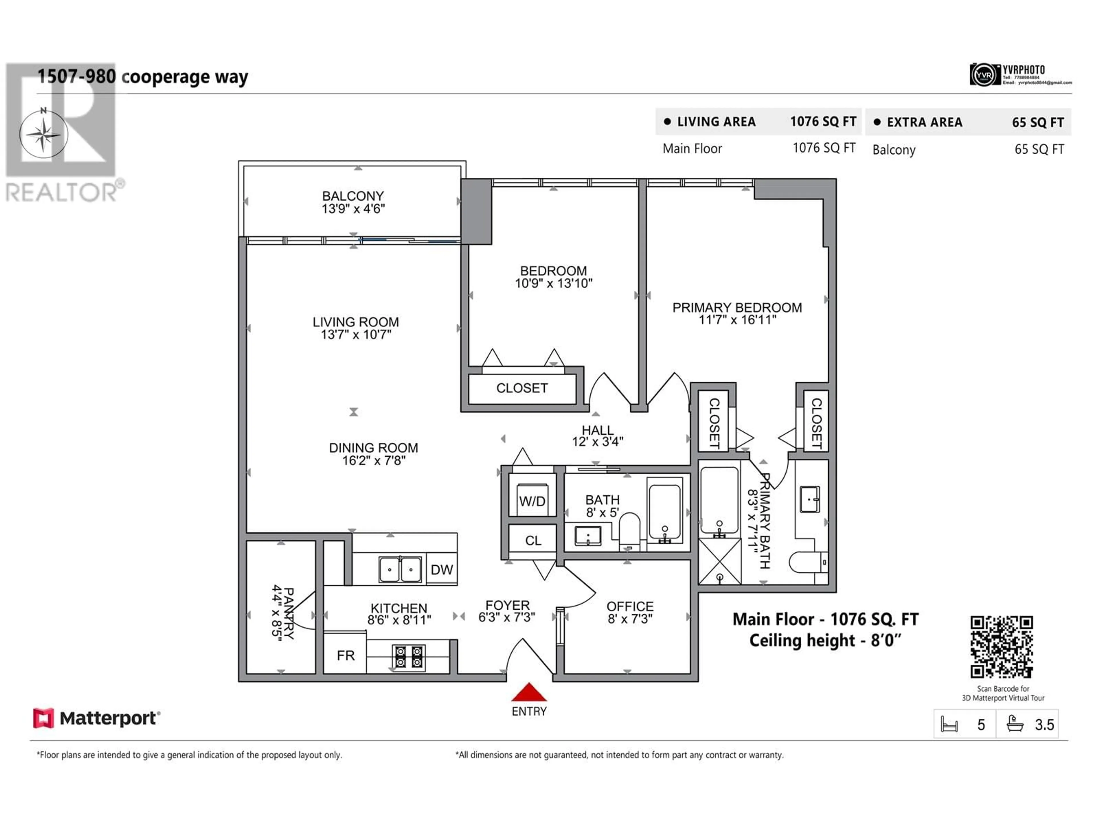 Floor plan for 1507 980 COOPERAGE WAY, Vancouver British Columbia V6B0C3