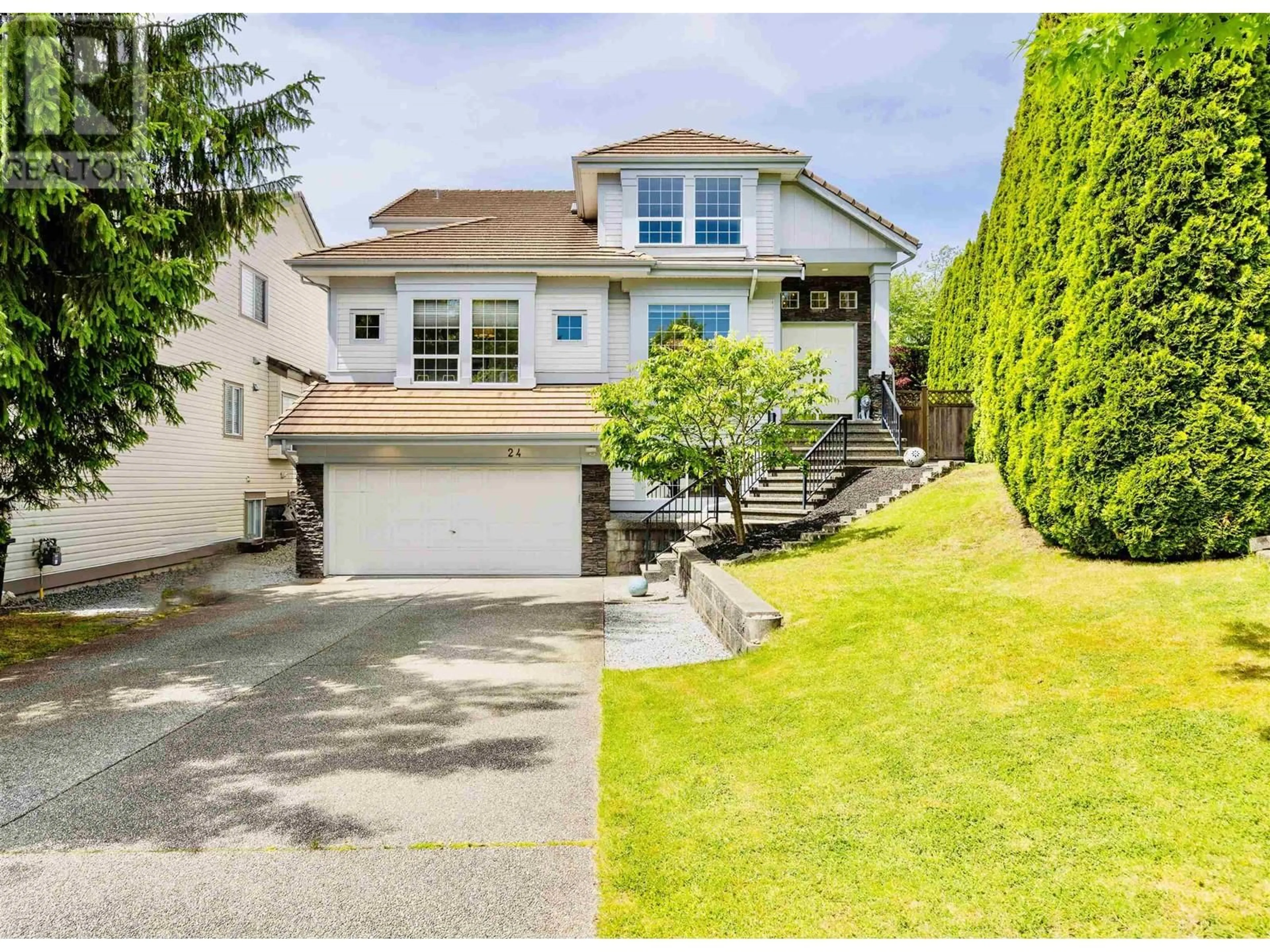 Home with vinyl exterior material, street for 24 BALSAM PLACE, Port Moody British Columbia V3H5A6