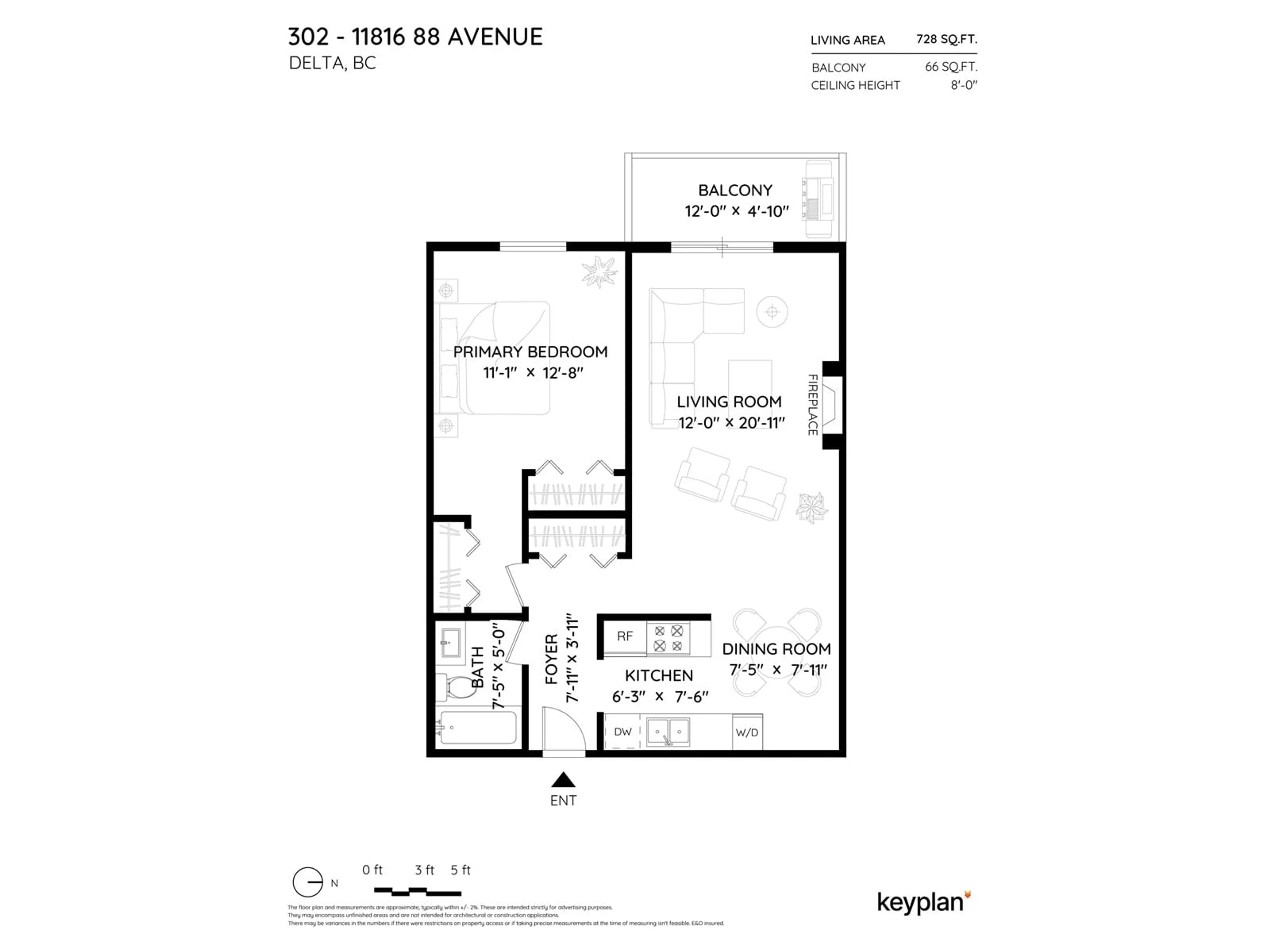 Floor plan for 302 11816 88 AVENUE, Delta British Columbia V4C3C5