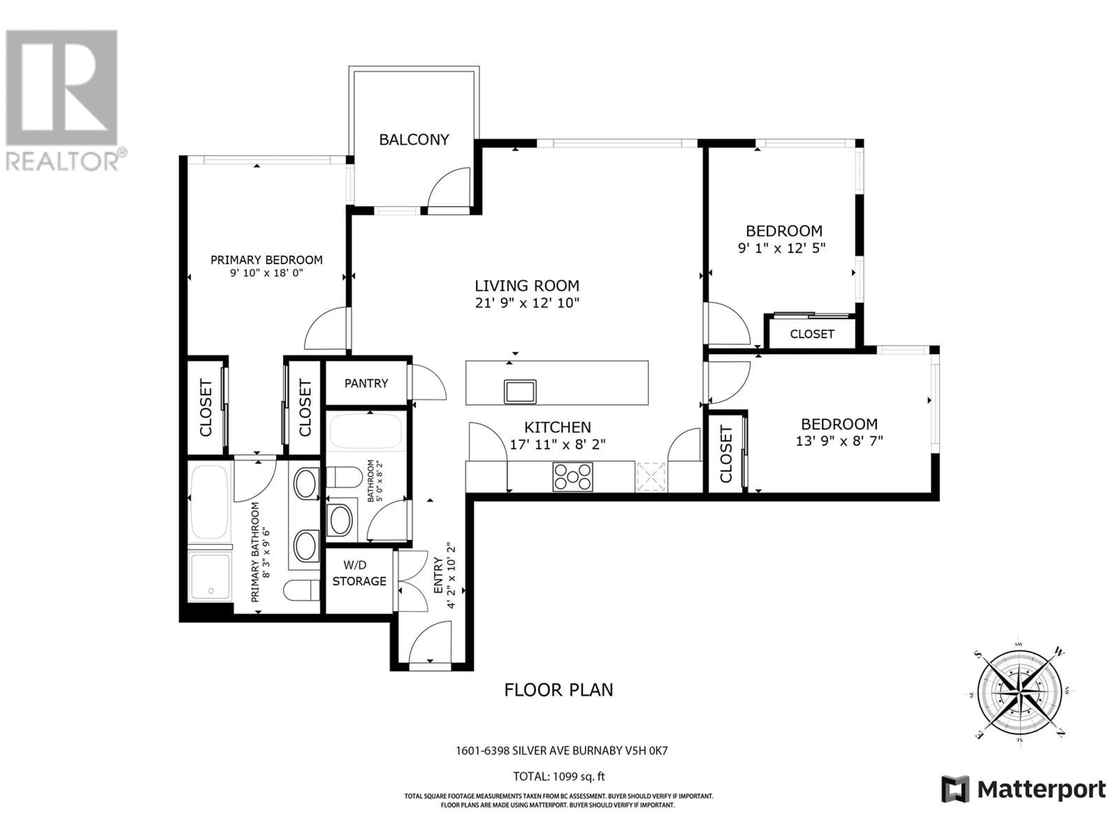 Floor plan for 1601 - 6398 SILVER STREET, Burnaby British Columbia V5H0K7