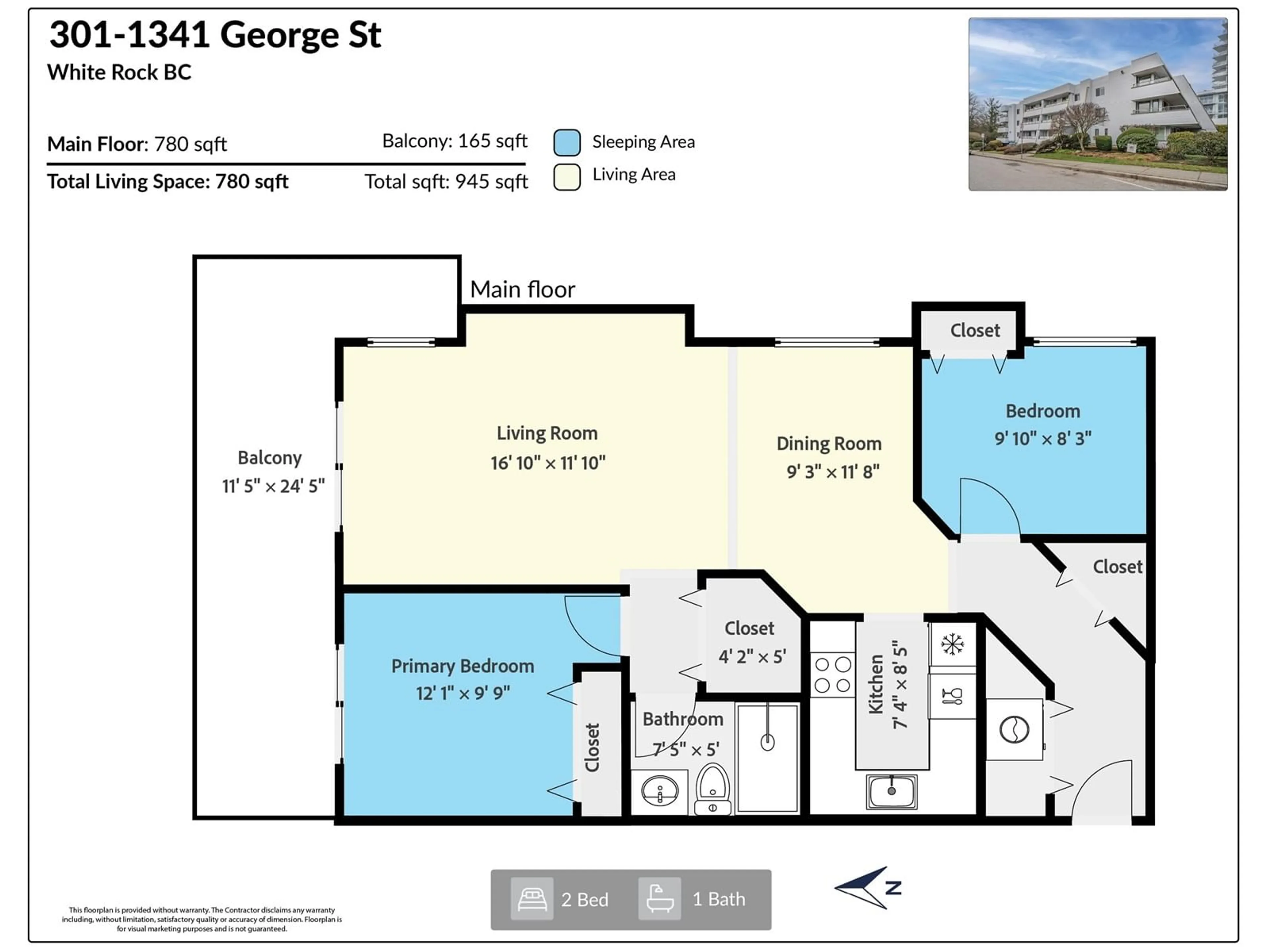 Floor plan for 301 1341 GEORGE STREET, White Rock British Columbia V4B4A1