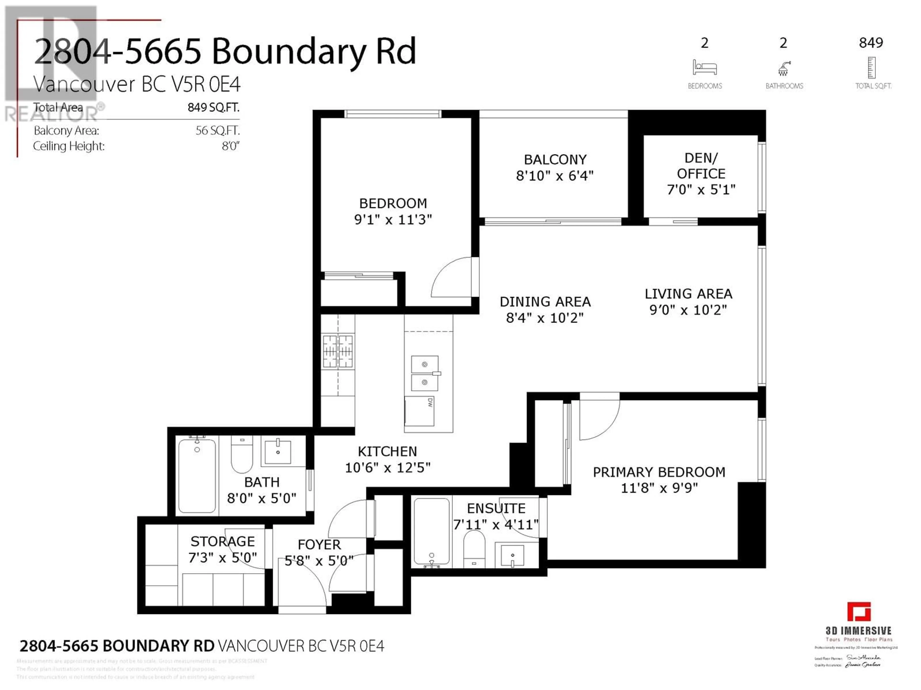 Floor plan for 2804 5665 BOUNDARY ROAD, Vancouver British Columbia V5R0E4