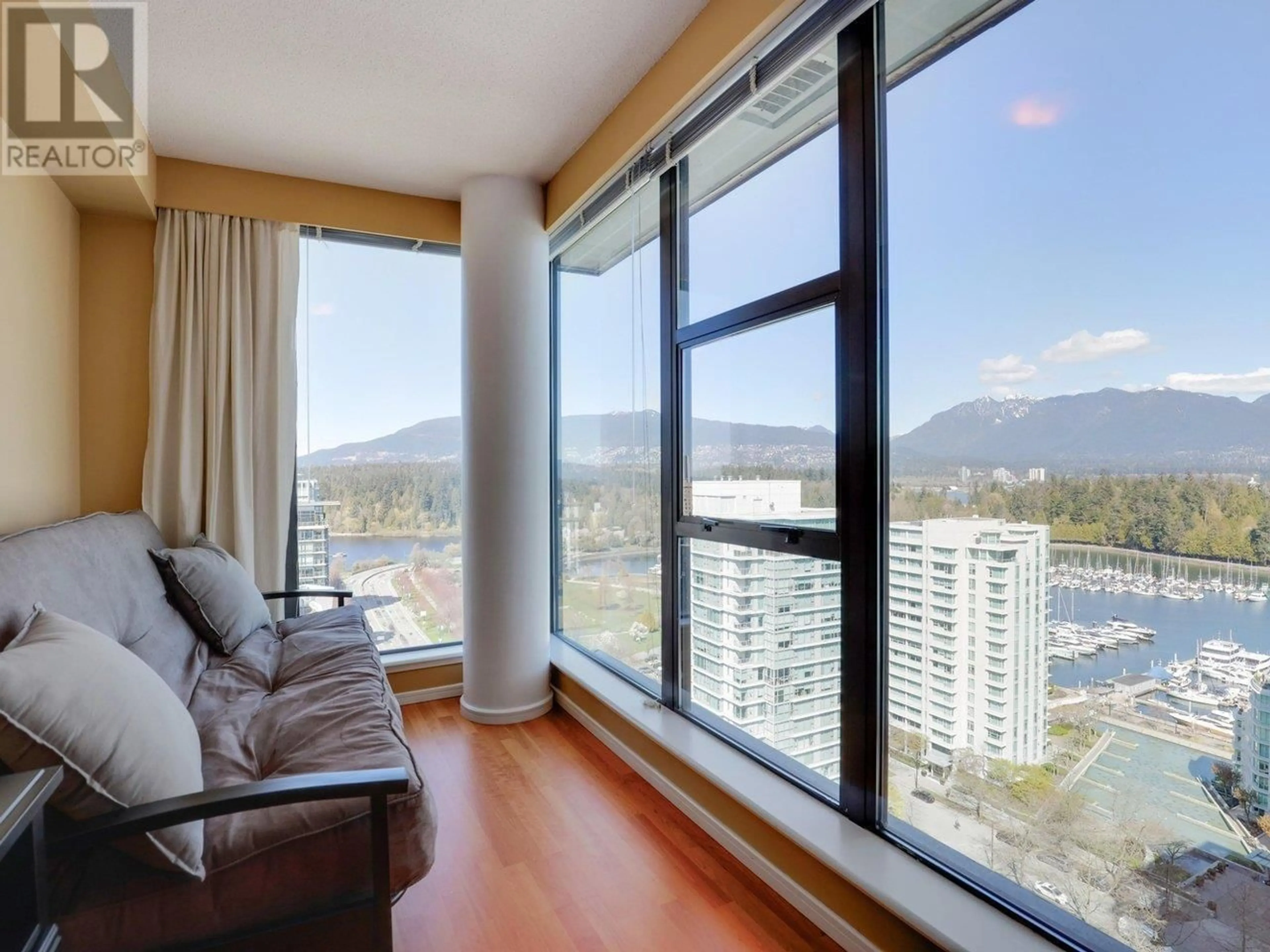 Living room with furniture, wood/laminate floor for 2406 - 1723 ALBERNI STREET, Vancouver British Columbia V6G3G9