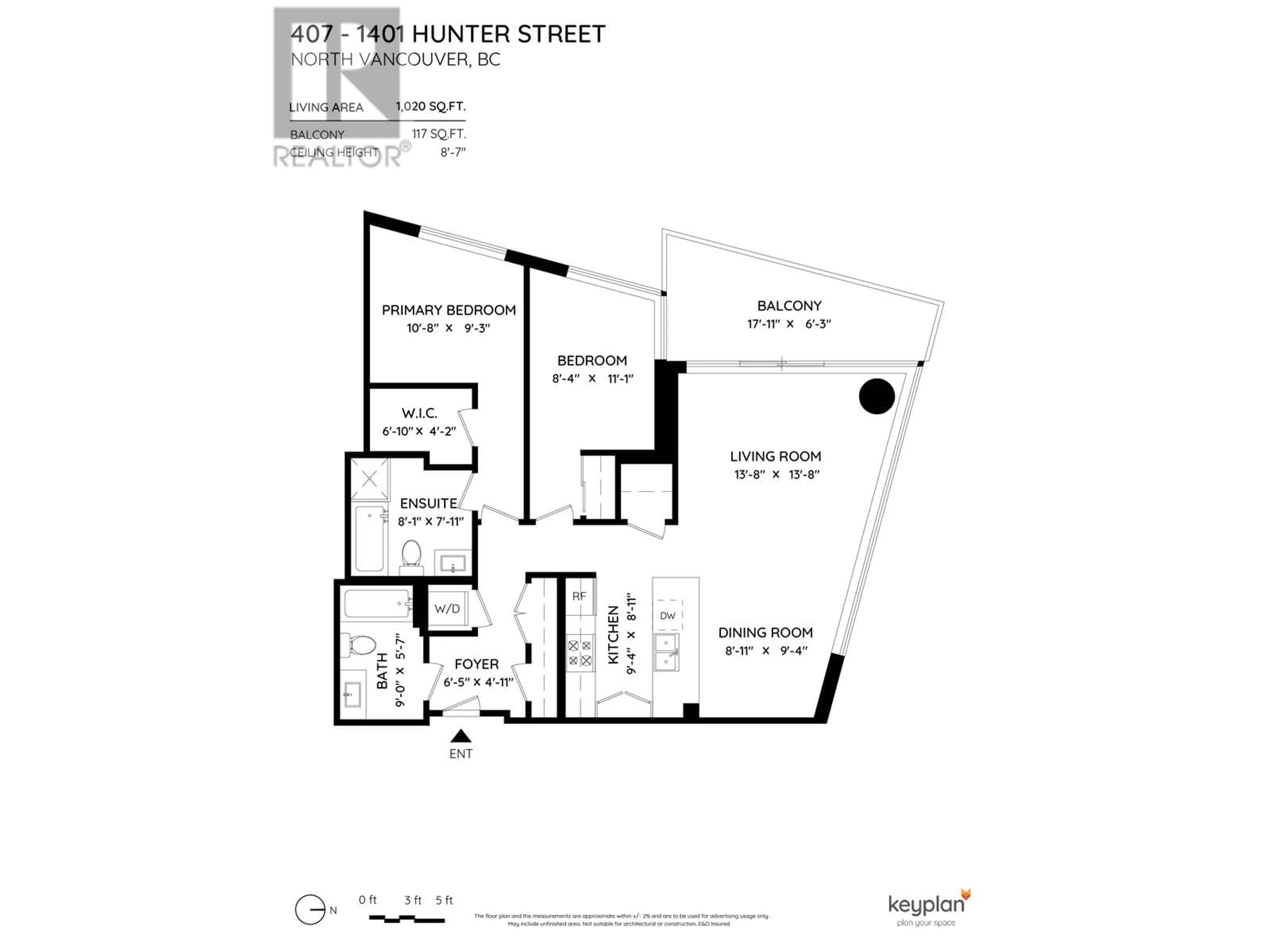 Floor plan for 407 - 1401 HUNTER STREET, North Vancouver British Columbia V7J0E2