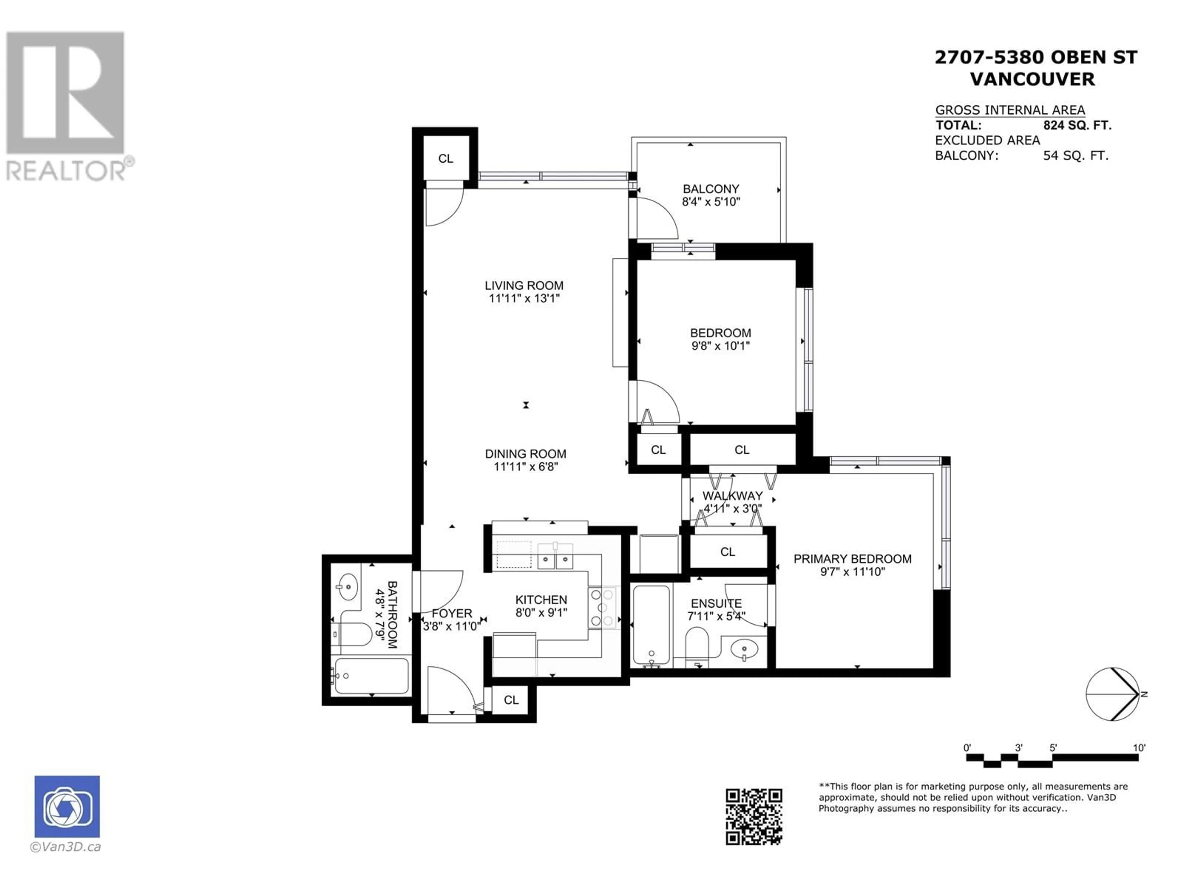 Floor plan for 2707 5380 OBEN STREET, Vancouver British Columbia V5R6H7