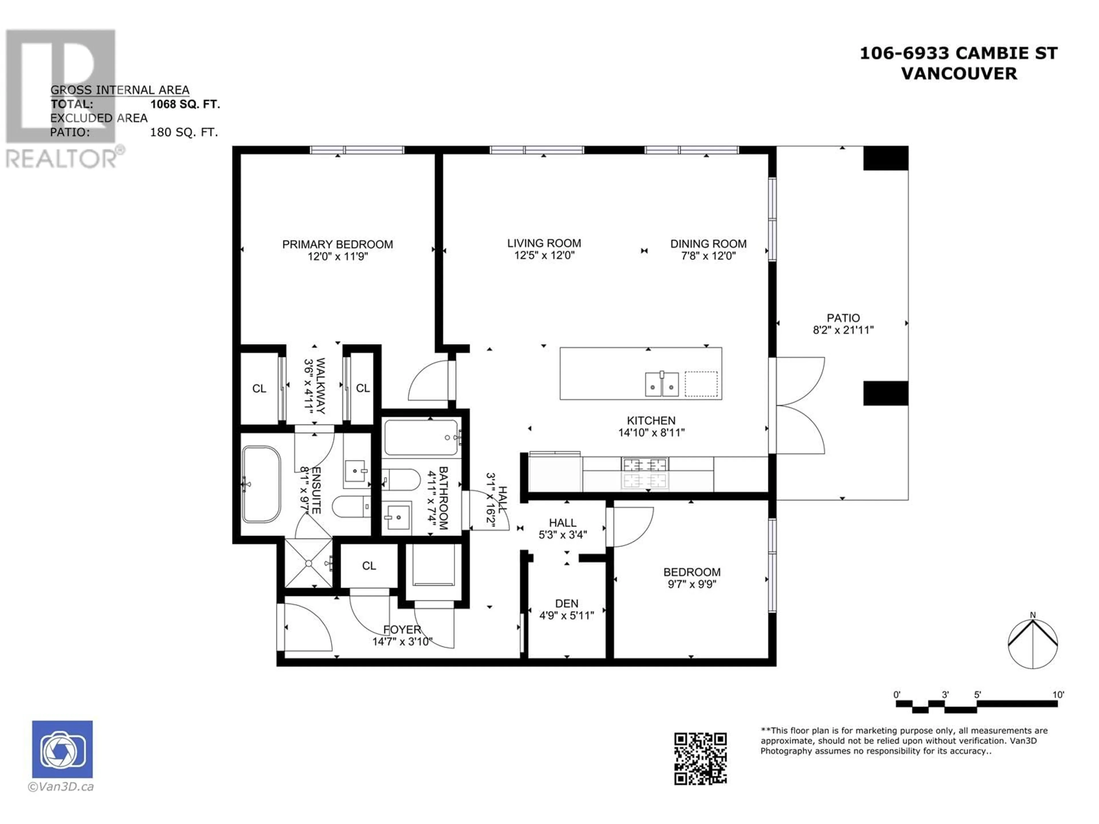 Floor plan for 106 6933 CAMBIE STREET, Vancouver British Columbia V6P0J1