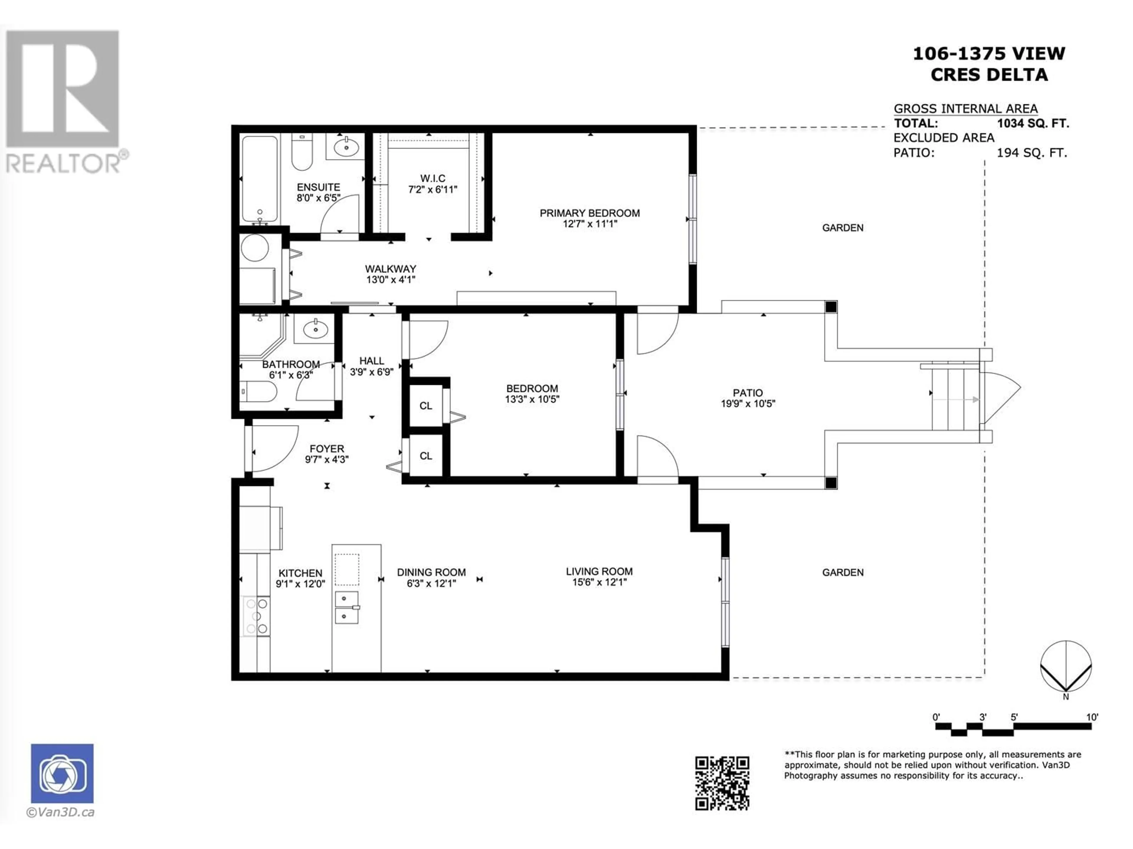 Floor plan for 106 - 1375 VIEW CRESCENT, Delta British Columbia V4L0A3