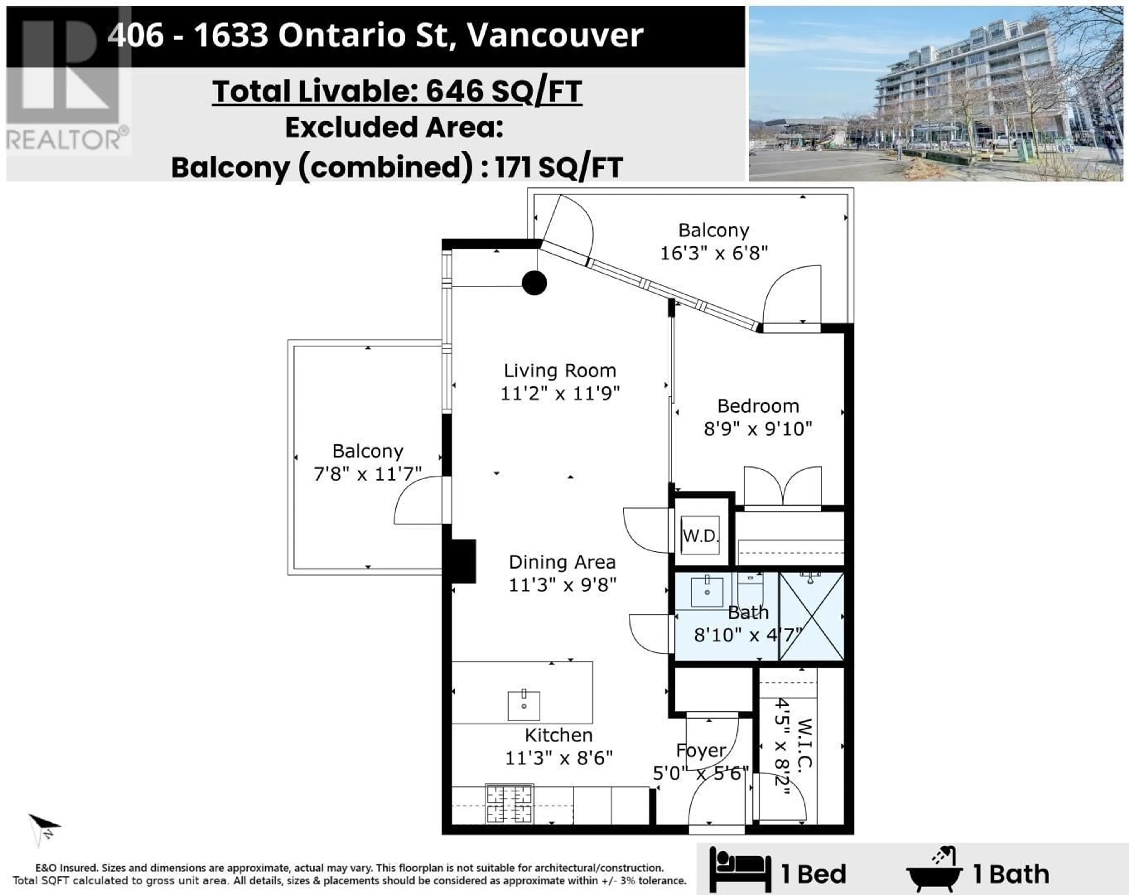 Floor plan for 406 1633 ONTARIO STREET, Vancouver British Columbia V5Y0C2