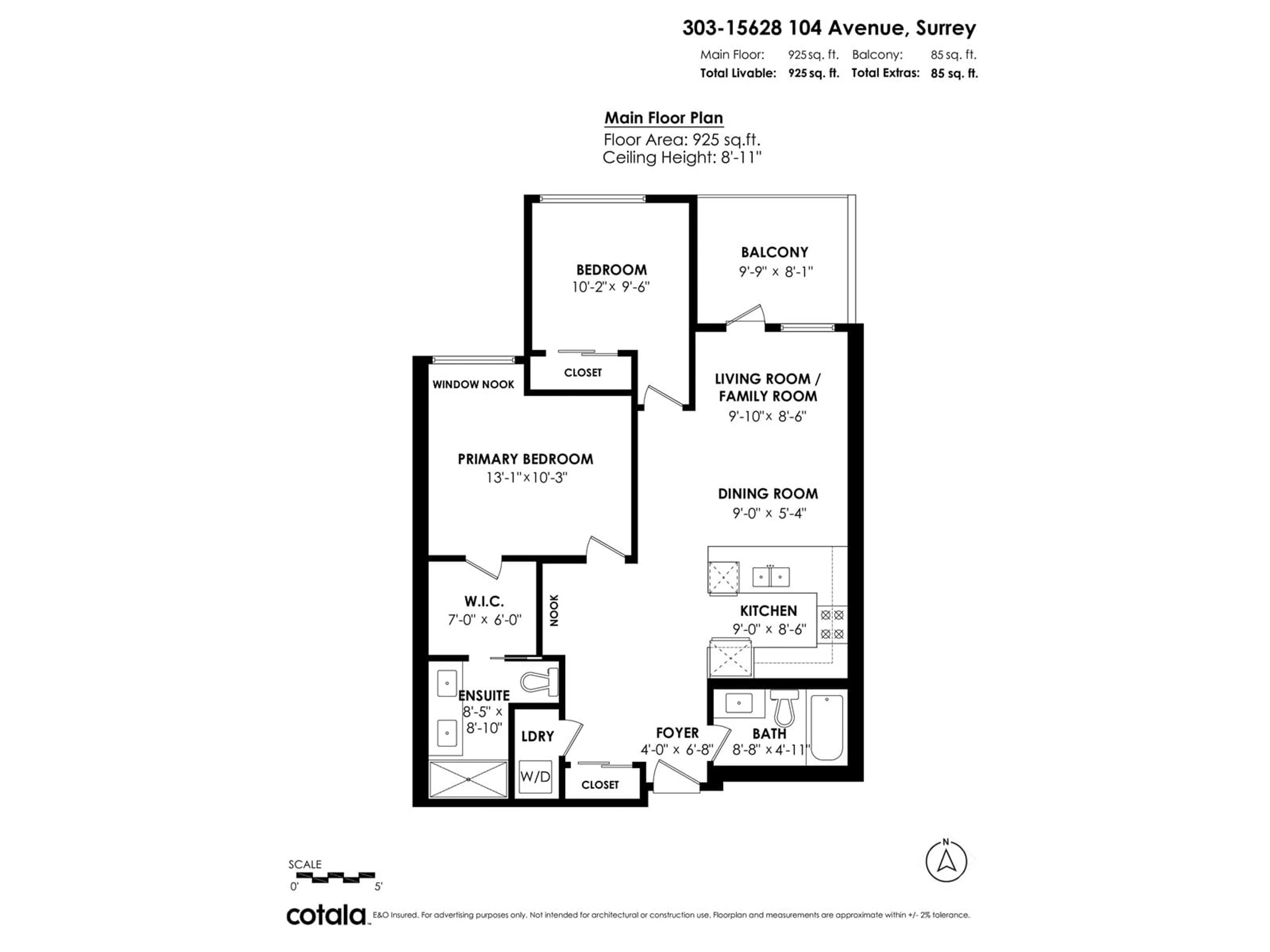 Floor plan for 303 - 15628 104, Surrey British Columbia V4N2J3