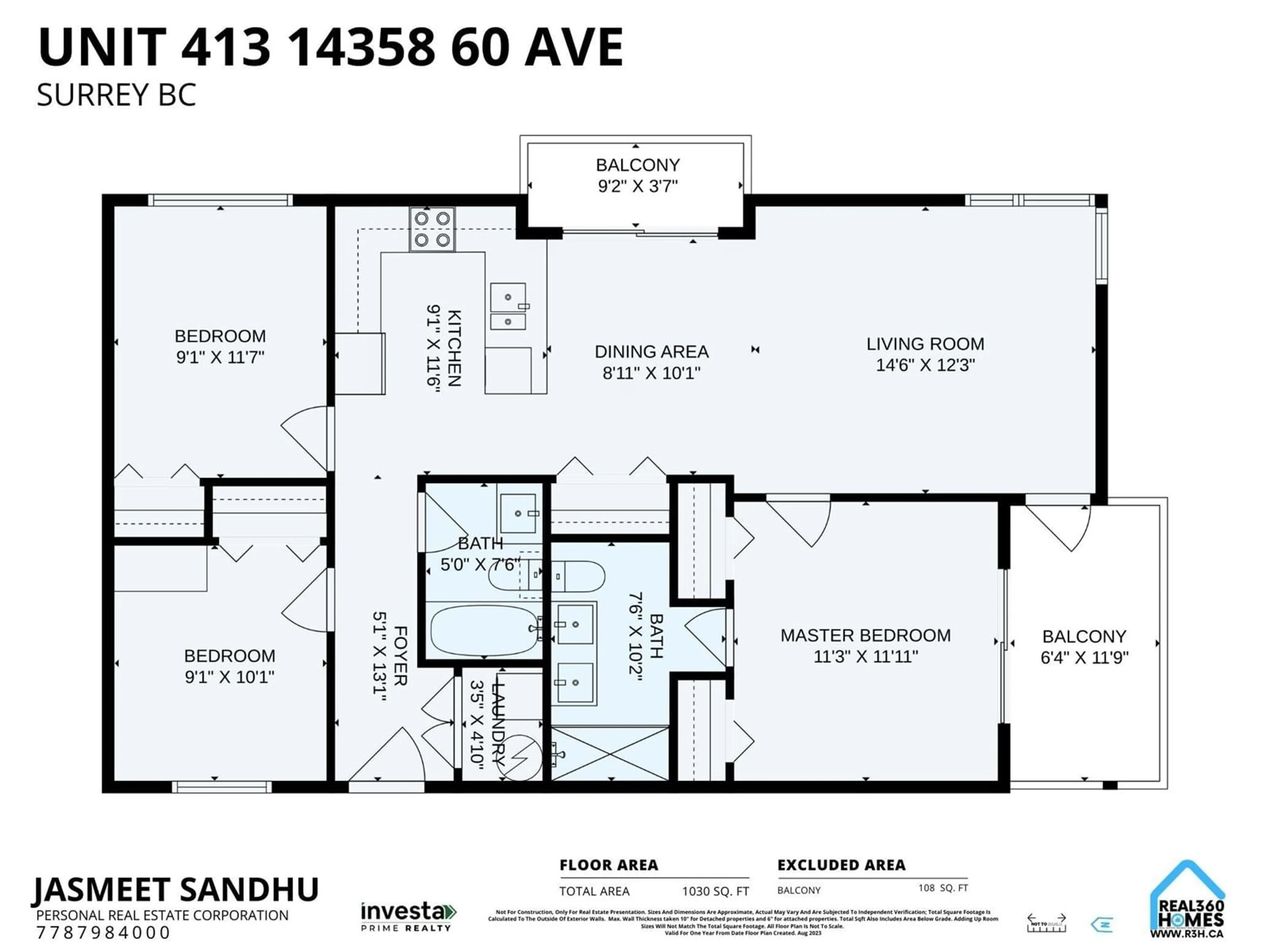 Floor plan for 413 14358 60 AVENUE, Surrey British Columbia V3X0G3