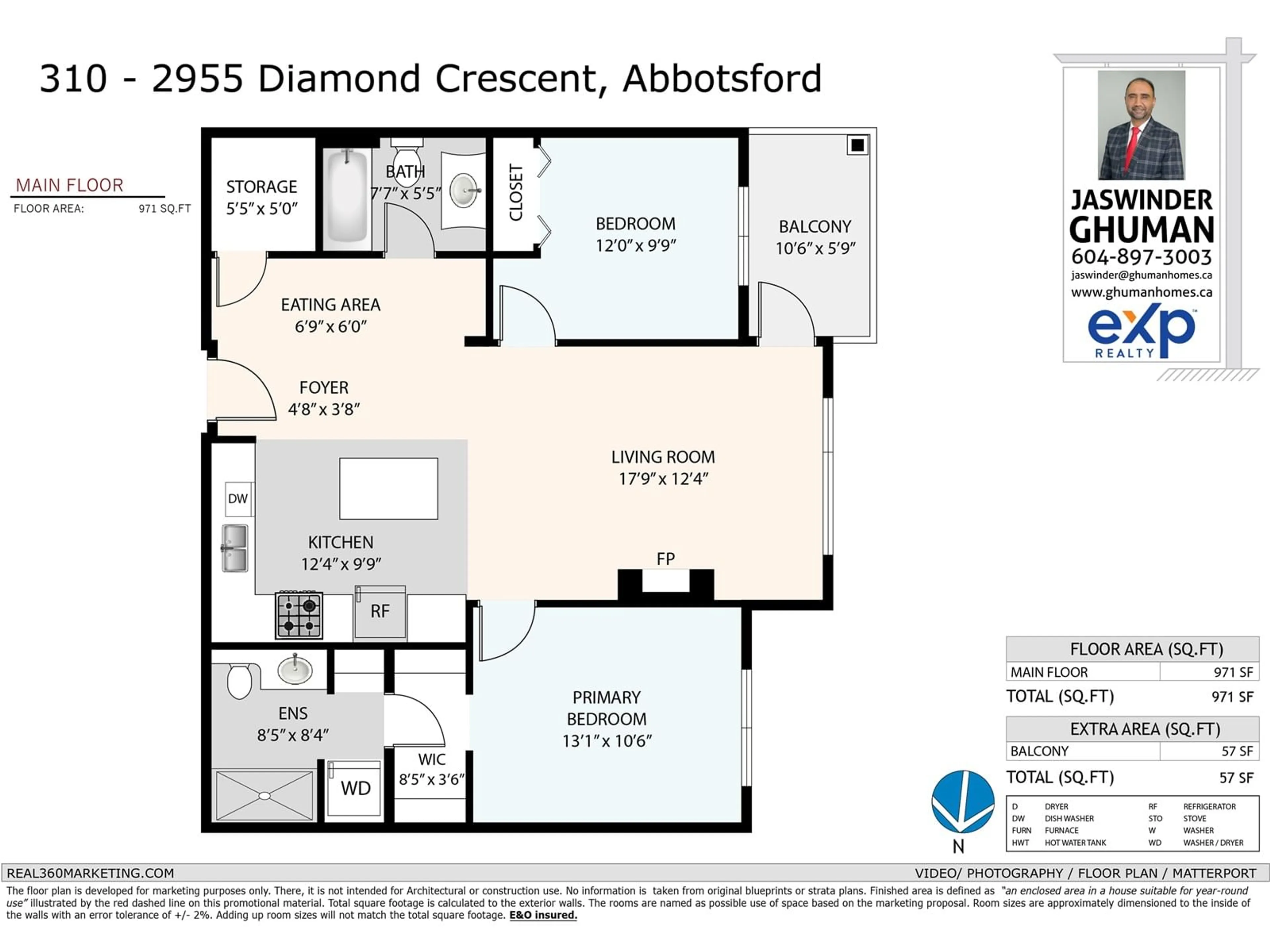 Floor plan for 310 2955 DIAMOND CRESCENT, Abbotsford British Columbia V2T2L5