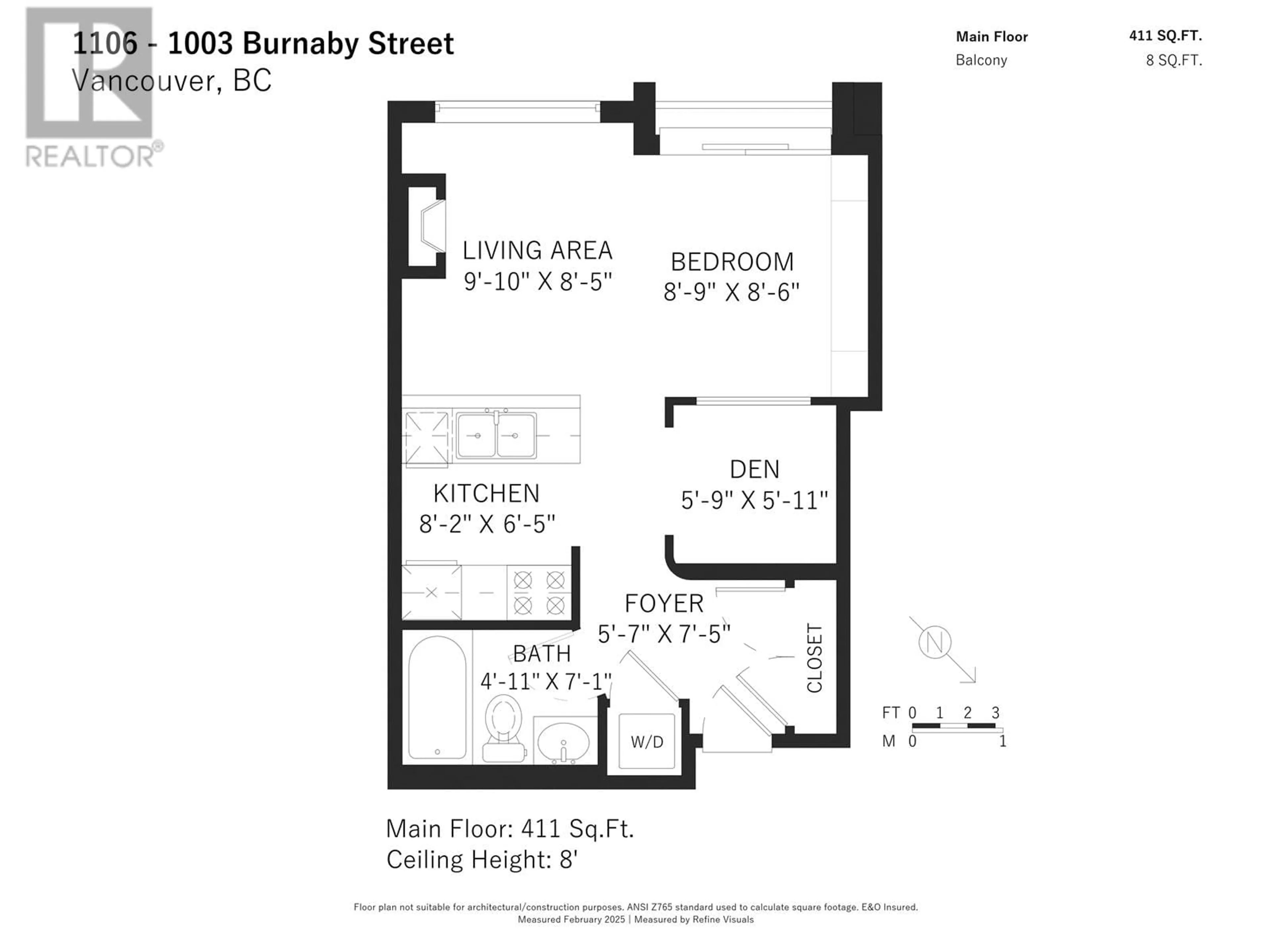 Floor plan for 1106 1003 BURNABY STREET, Vancouver British Columbia V6E4R7