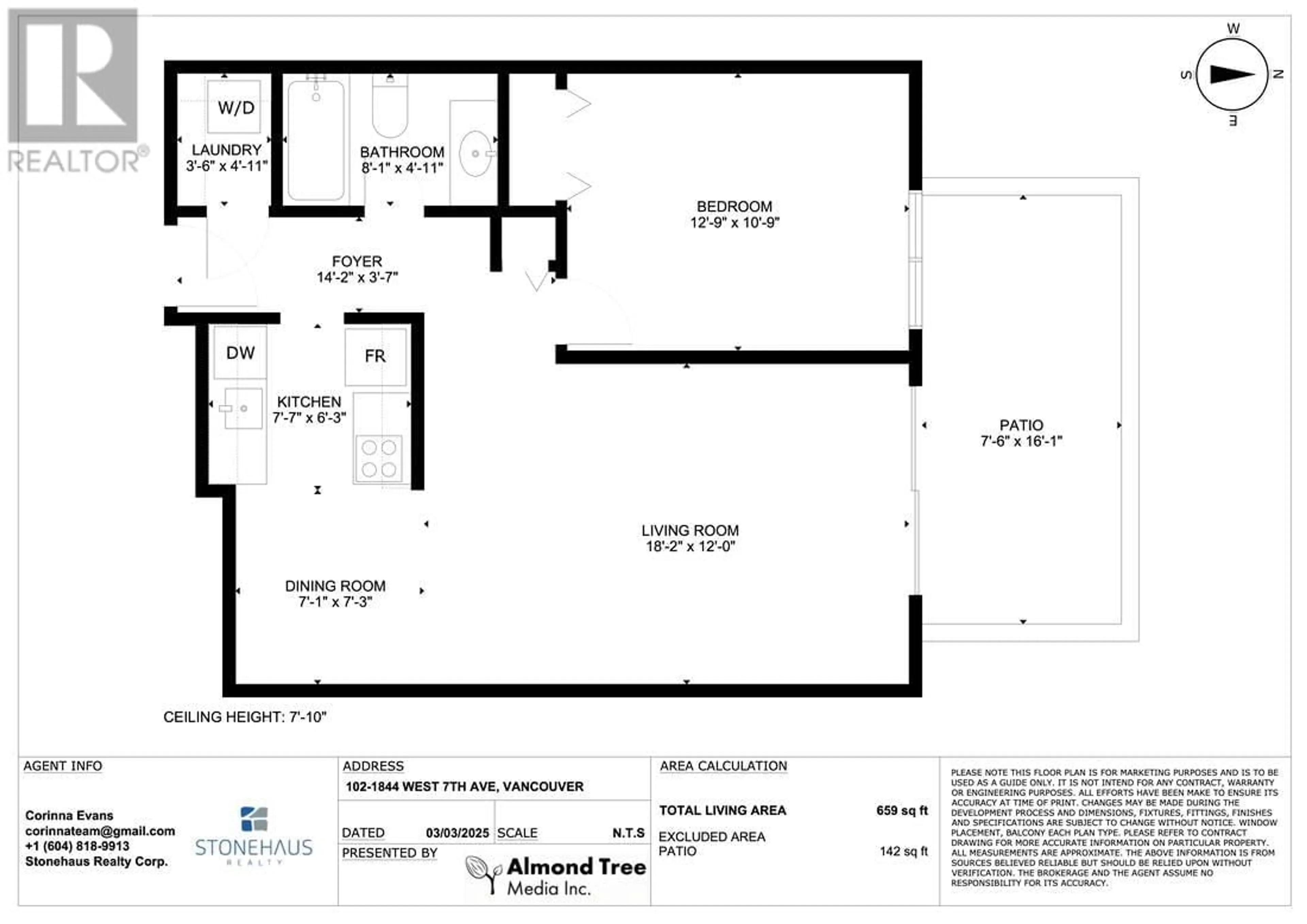 Floor plan for 102 1844 W 7TH AVENUE, Vancouver British Columbia V6J1S8