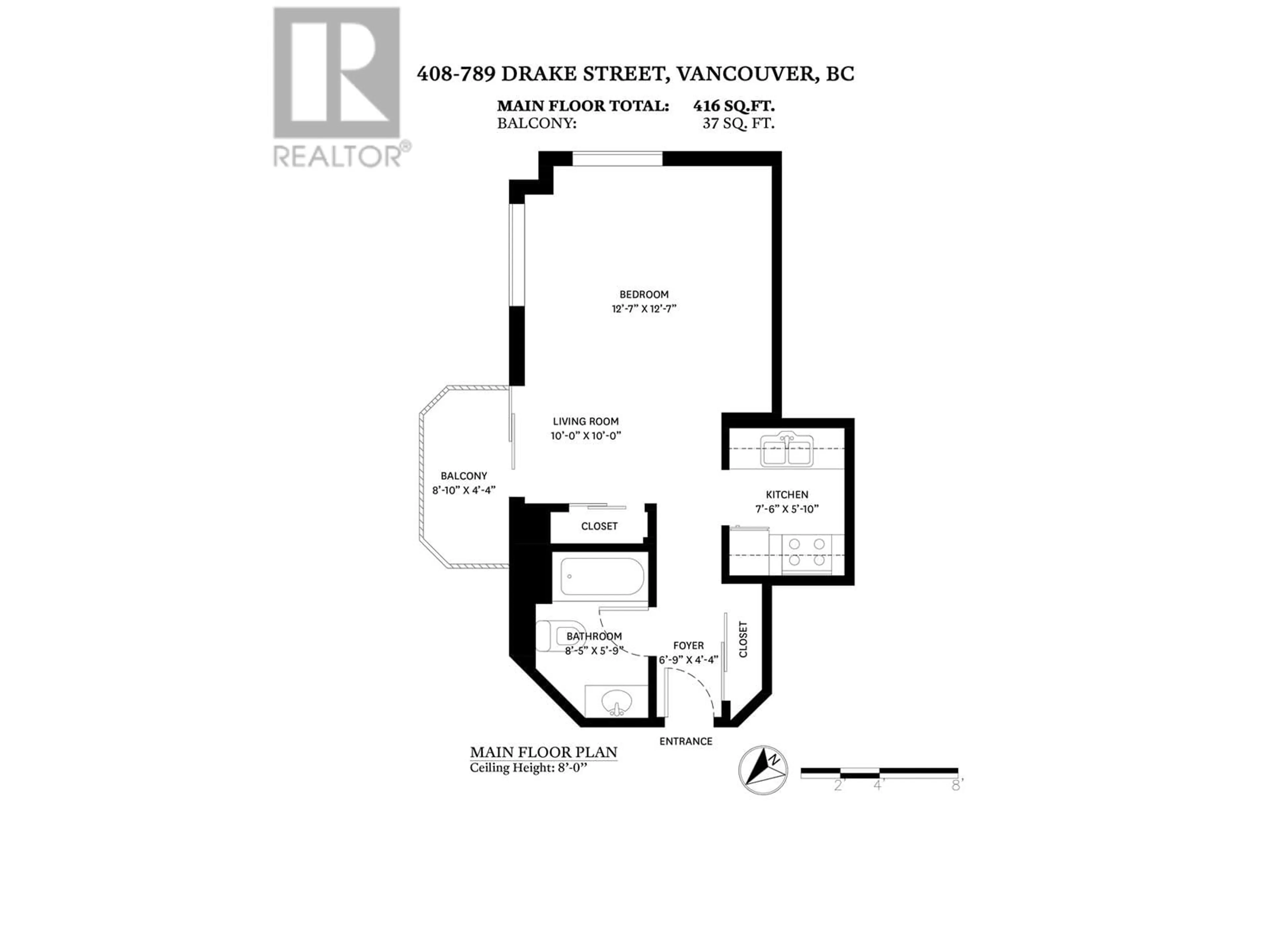 Floor plan for 408 - 789 DRAKE STREET, Vancouver British Columbia V6Z2N7