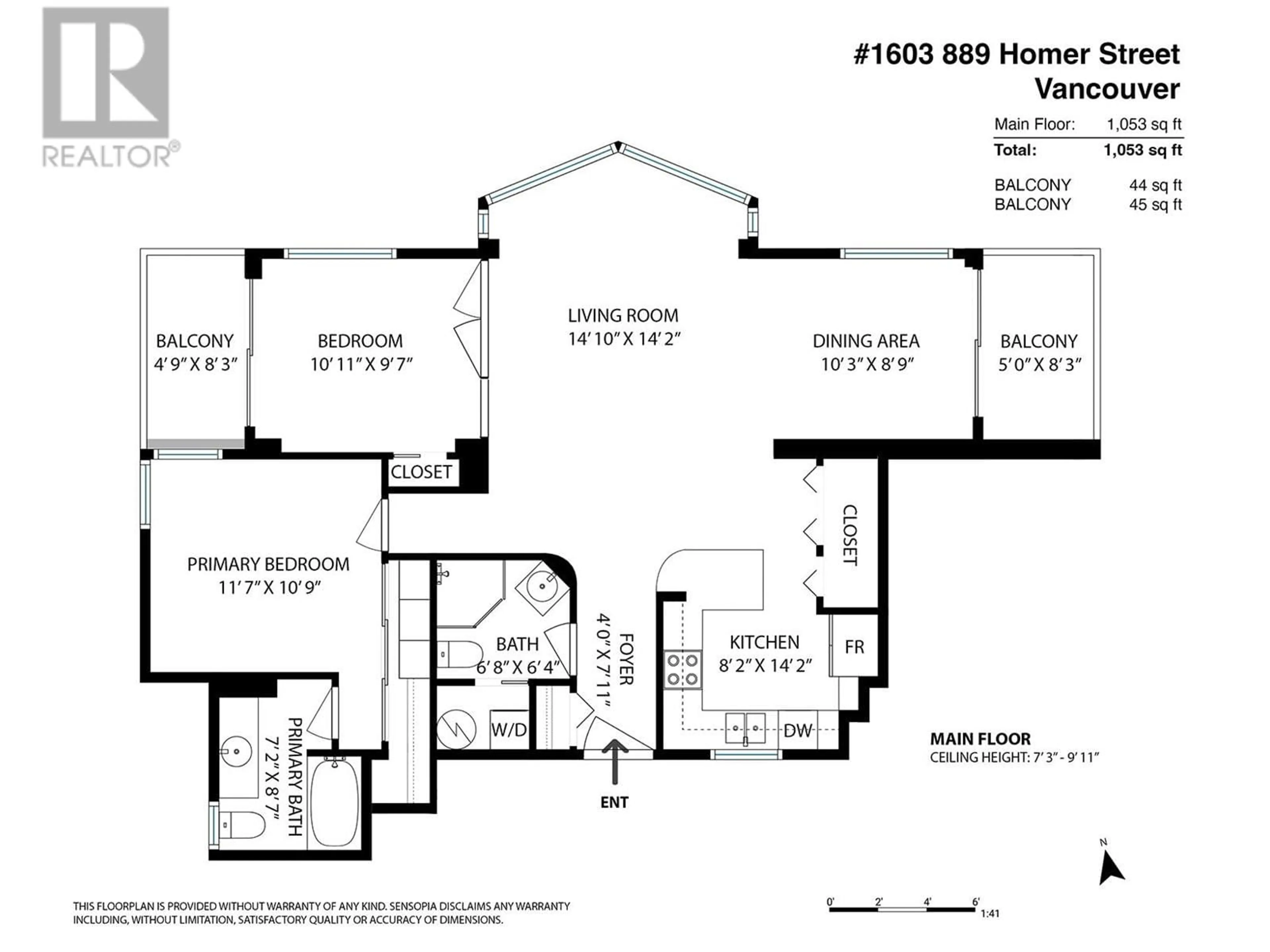 Floor plan for 1603 889 HOMER STREET, Vancouver British Columbia V6B5S3