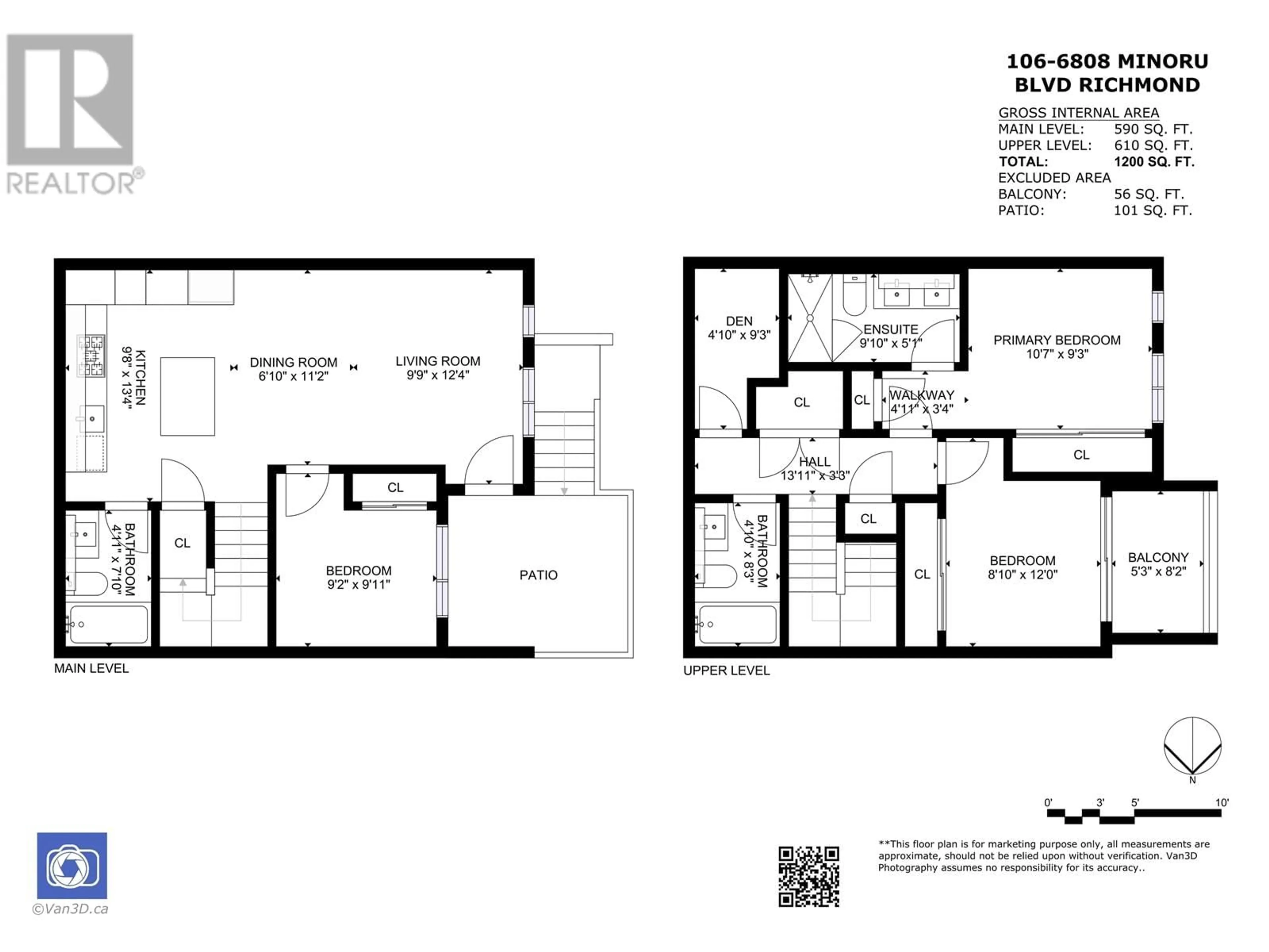 Floor plan for 106 6788 MINORU BOULEVARD, Richmond British Columbia V6Y0M6