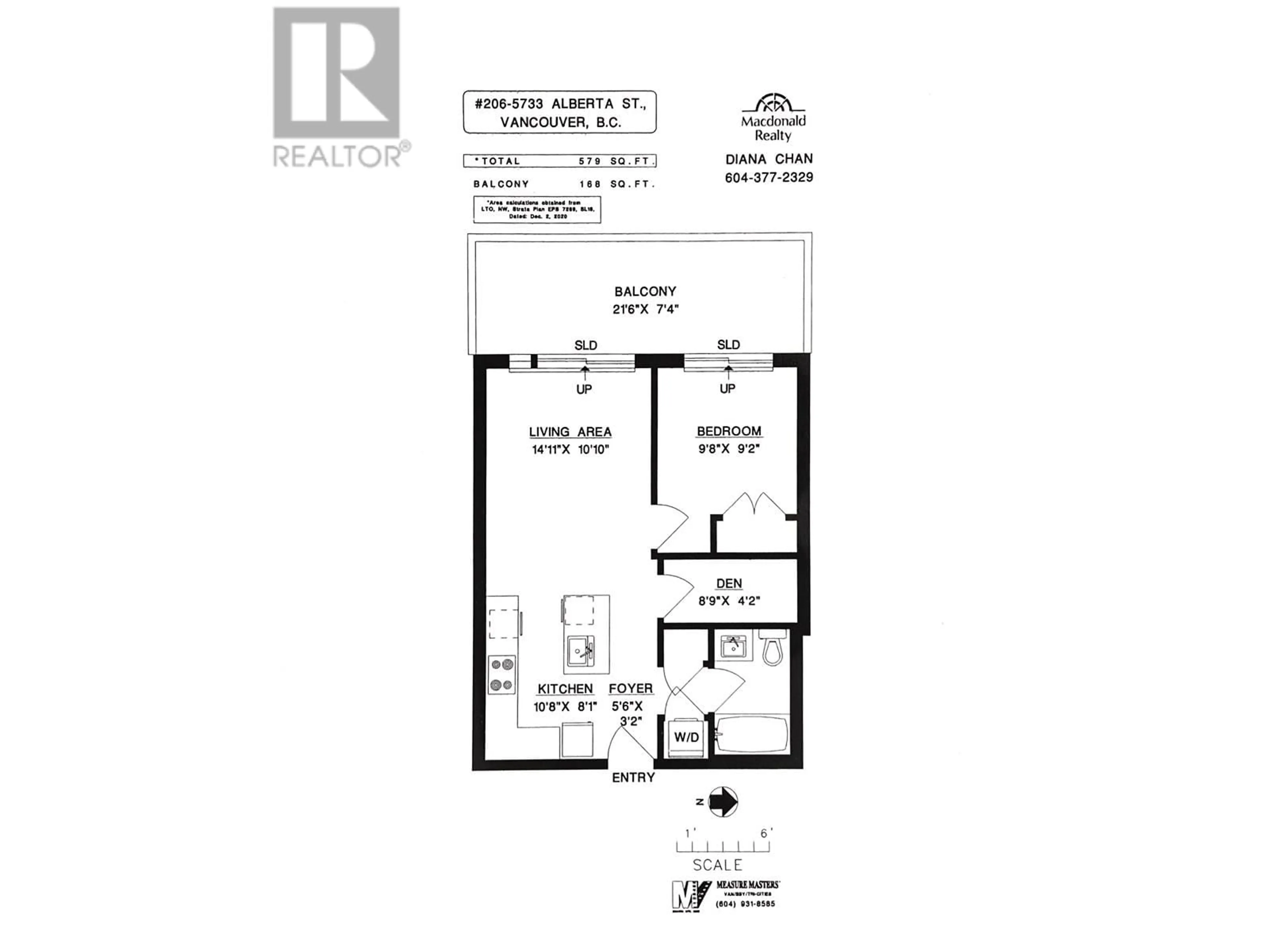 Floor plan for 206 - 5733 ALBERTA STREET, Vancouver British Columbia V5Y0M3