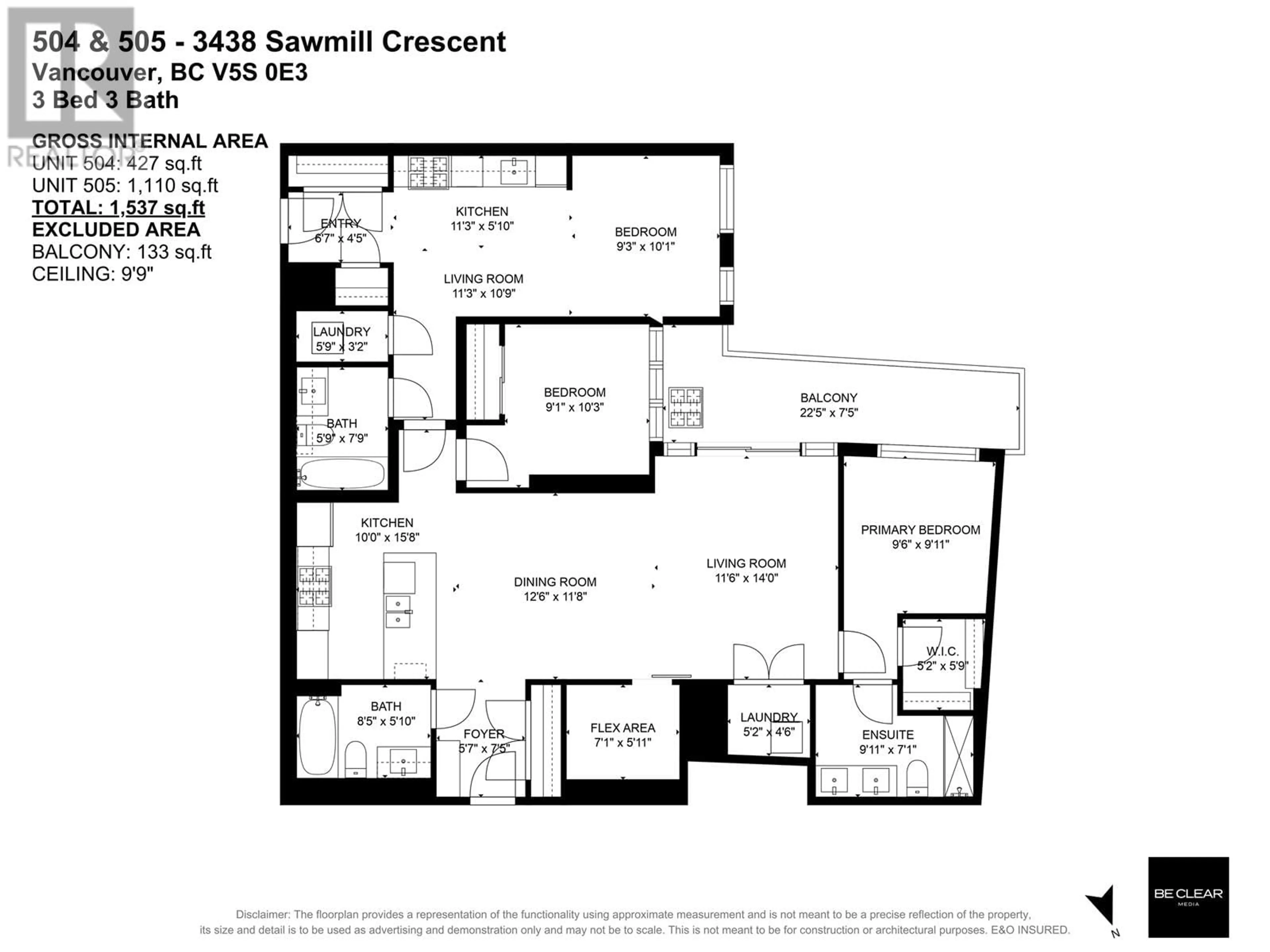 Floor plan for 504 - 3438 SAWMILL CRESCENT, Vancouver British Columbia V5S0E3