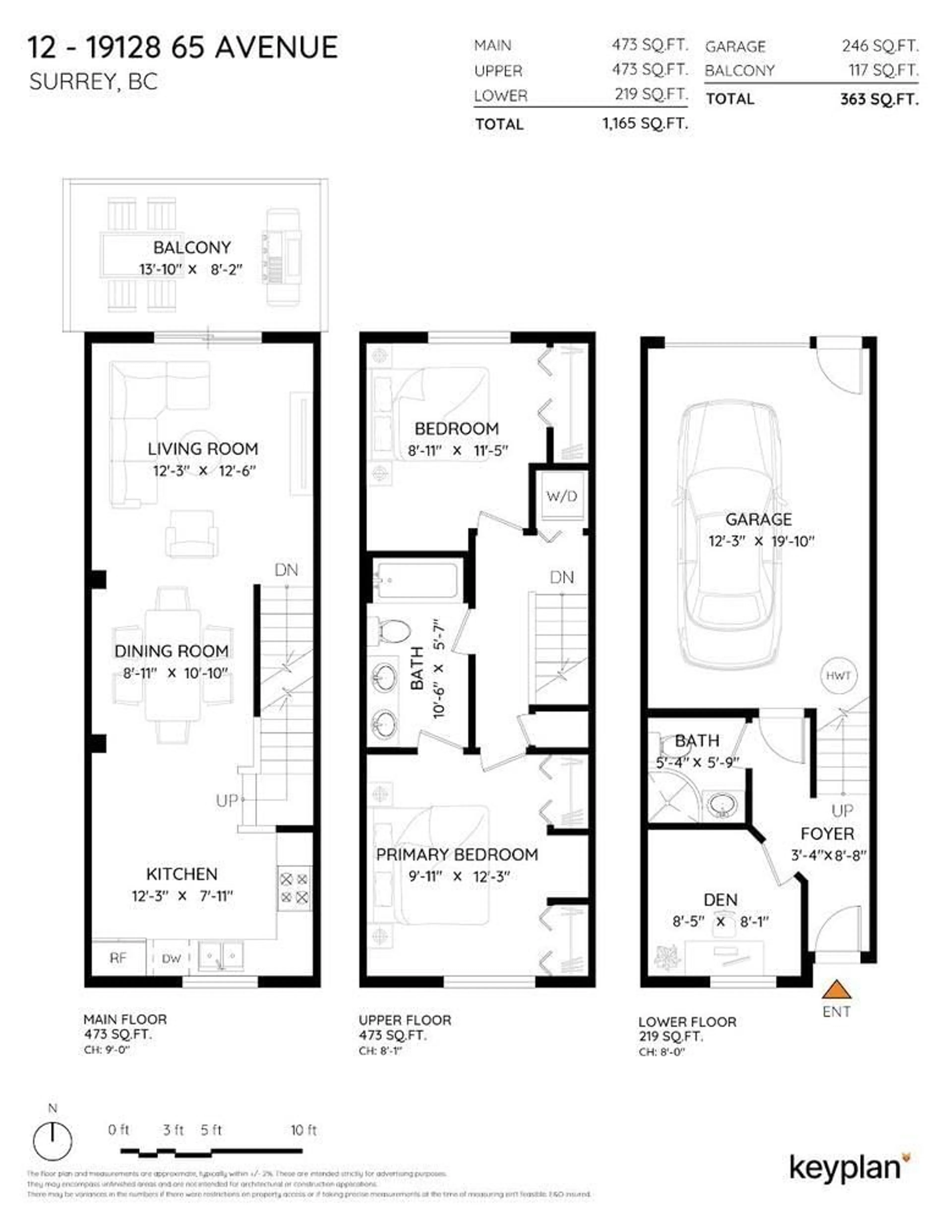 Floor plan for 12 19128 65 AVENUE, Surrey British Columbia V4N6P2