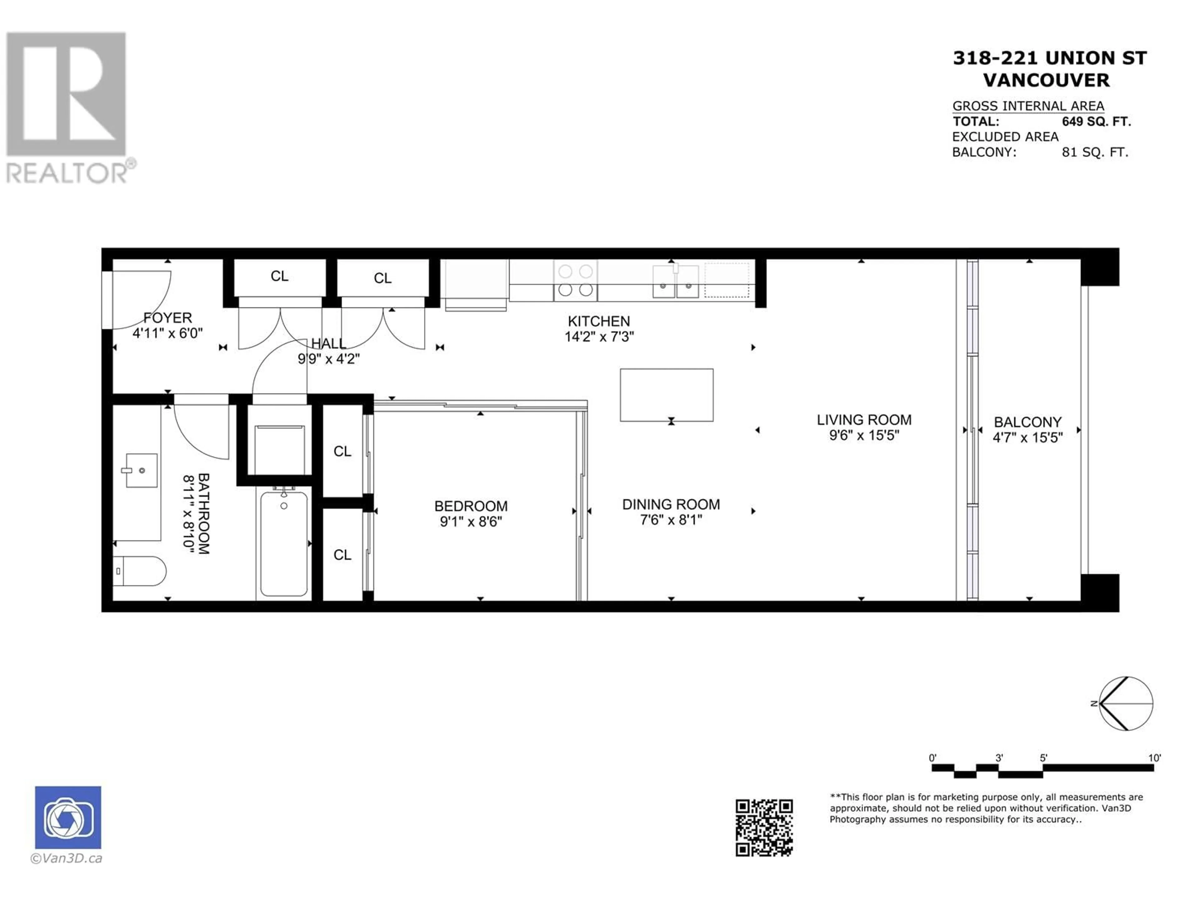 Floor plan for 318 221 UNION STREET, Vancouver British Columbia V6A0B4