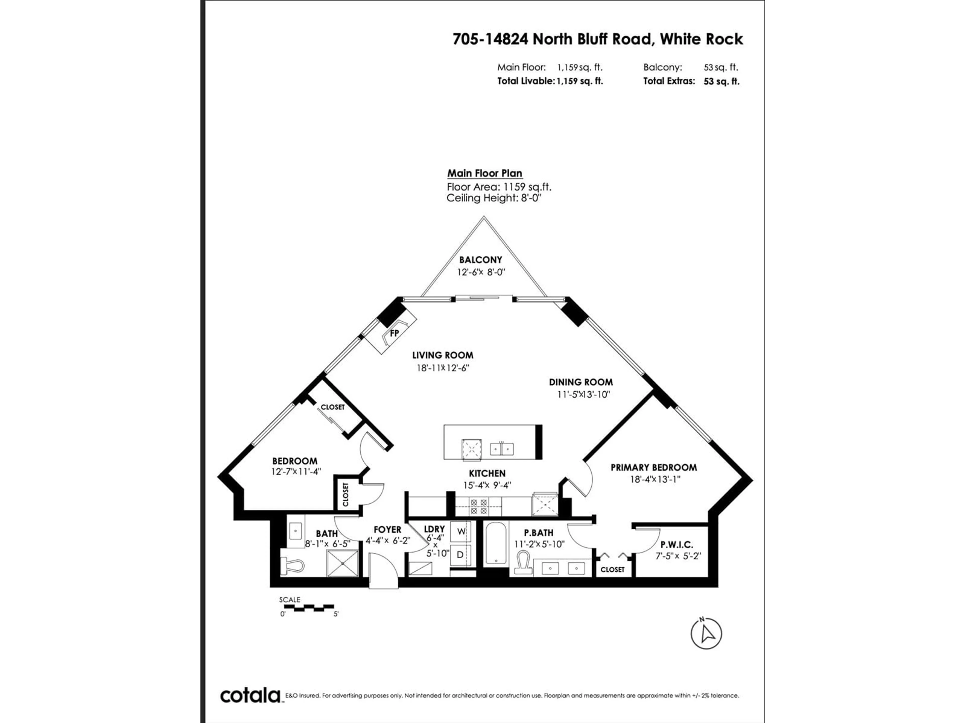 Floor plan for 705 14824 NORTH BLUFF ROAD, White Rock British Columbia V4B3E2