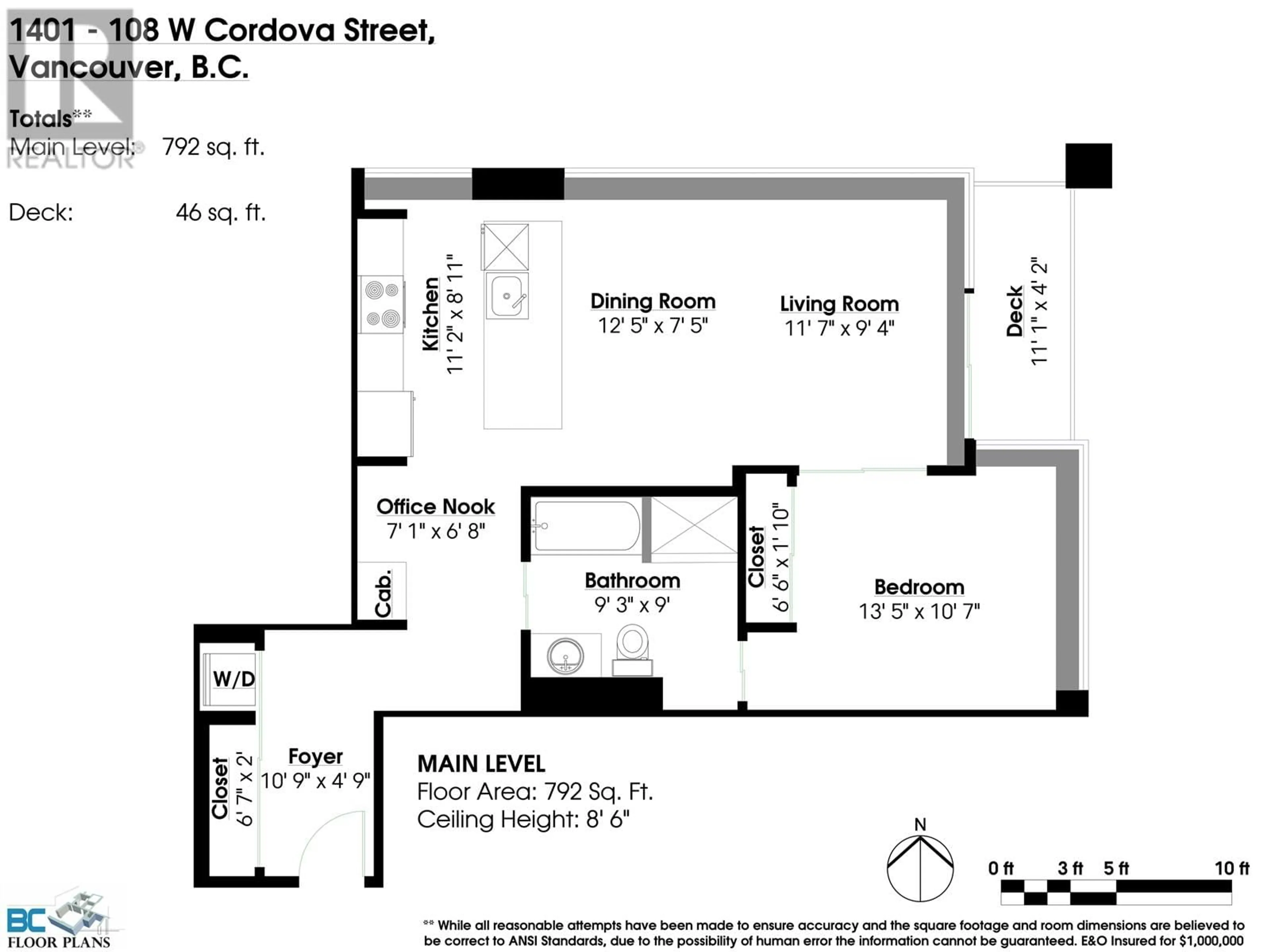 Floor plan for 1401 - 108 CORDOVA STREET, Vancouver British Columbia V6B0G5