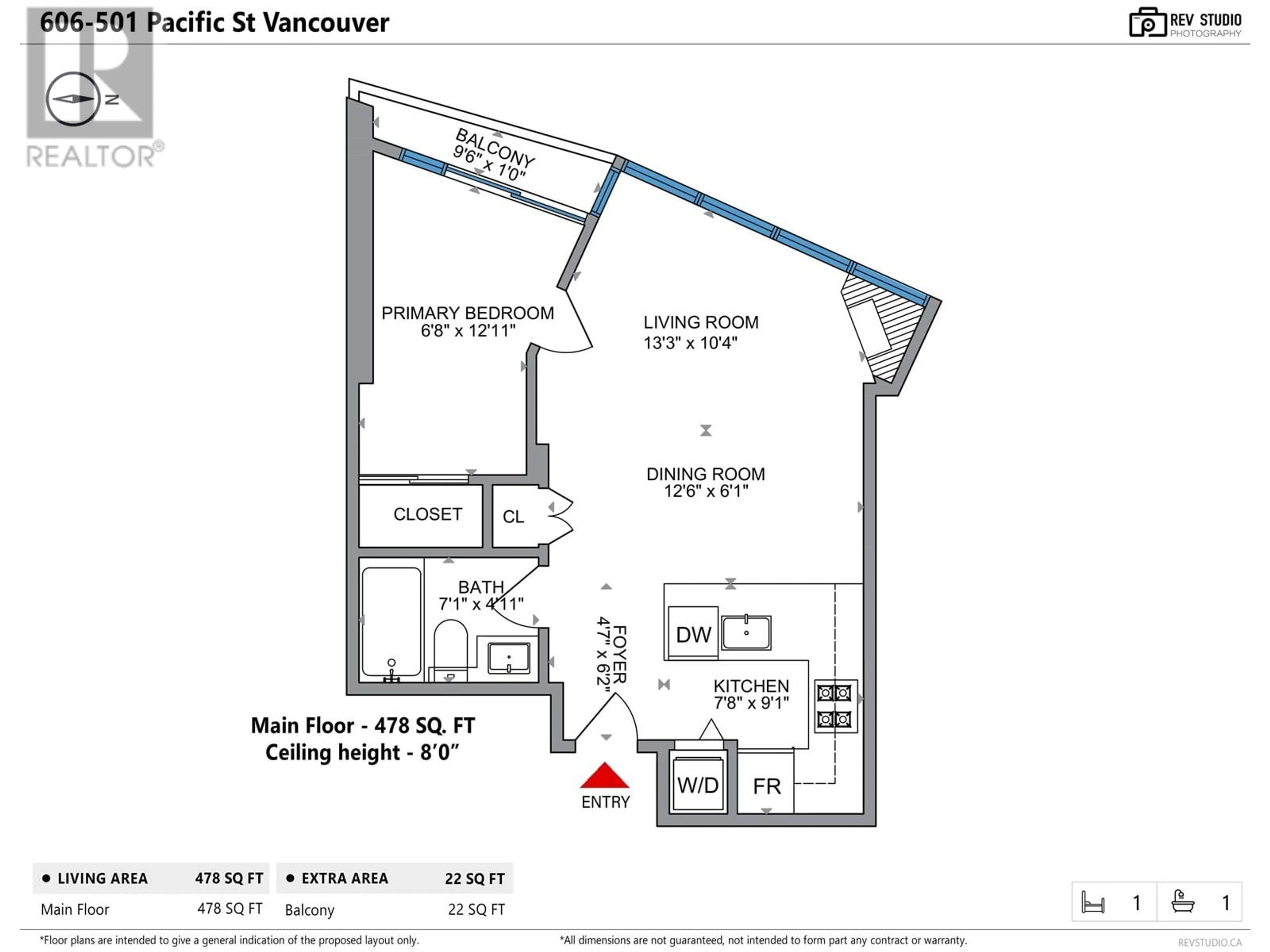 Floor plan for 606 501 PACIFIC STREET, Vancouver British Columbia V6Z2X6