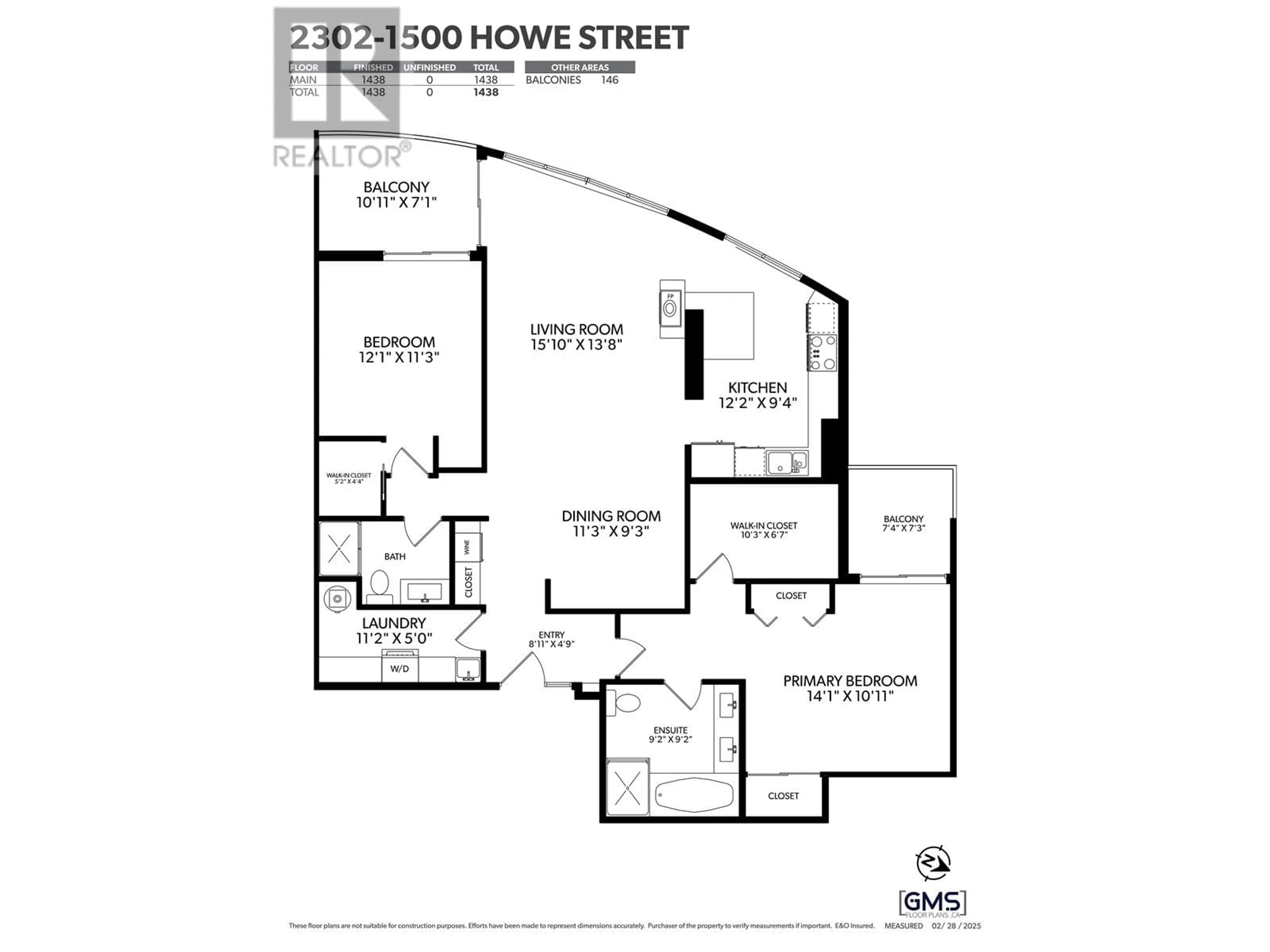 Floor plan for 2302 - 1500 HOWE STREET, Vancouver British Columbia V6Z2N1